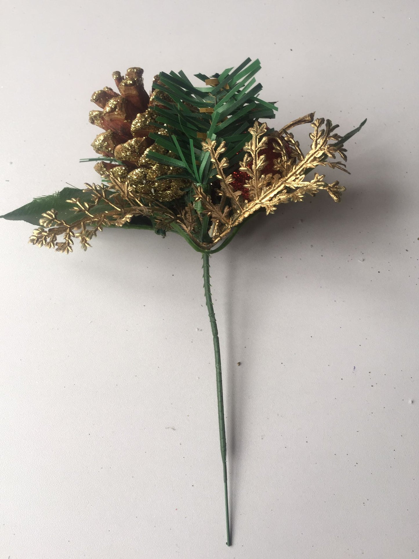 Glittered Apple & Gold Poinsettia Pick