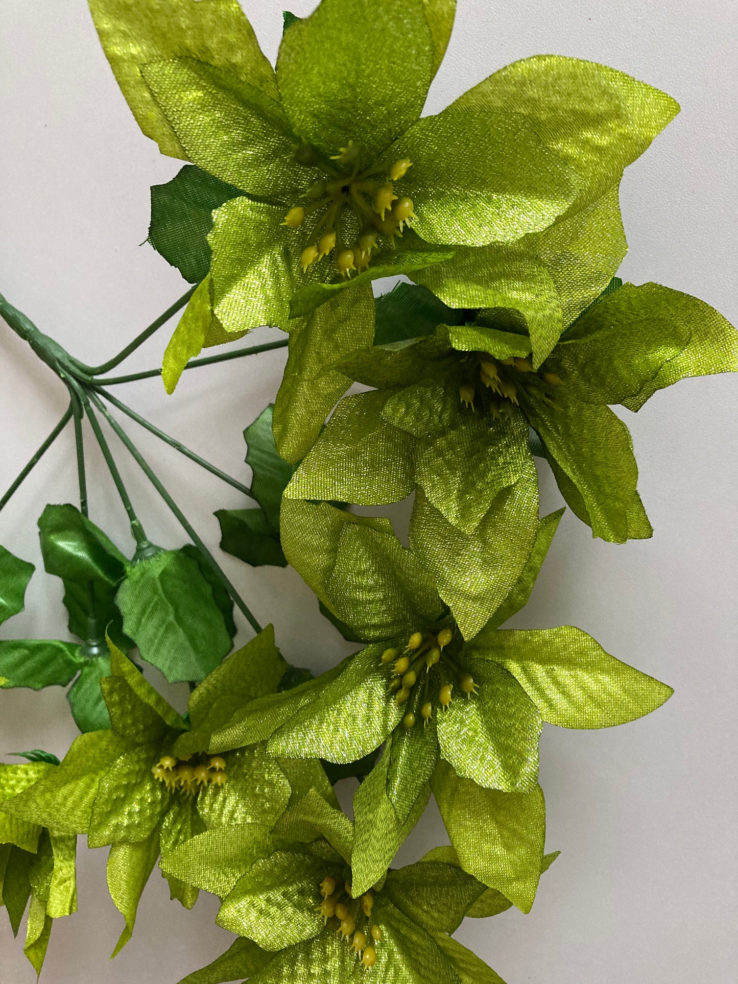 Green Metallic Poinsettia Bunch