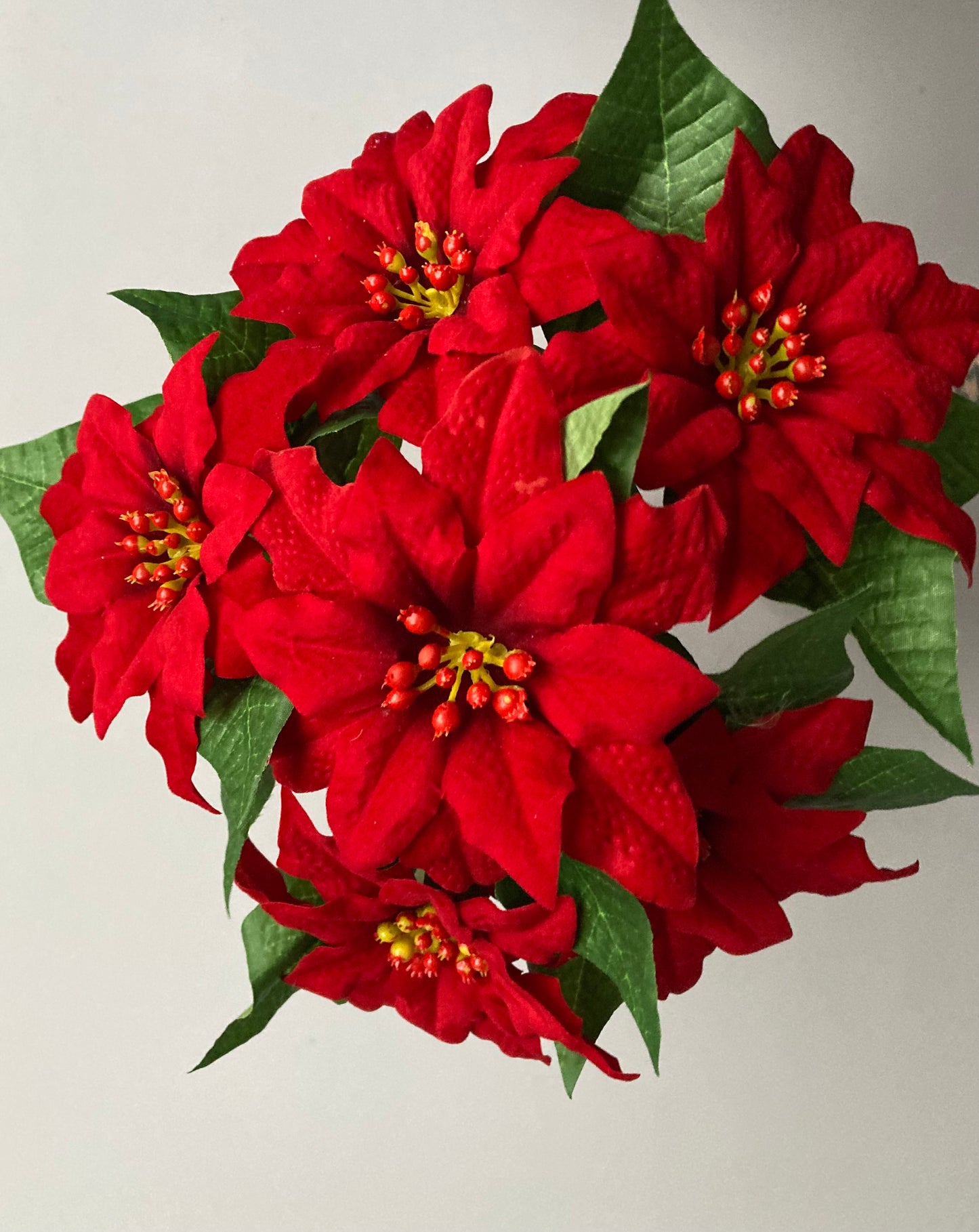 6 Red Poinsettia Soft Touch Bunch