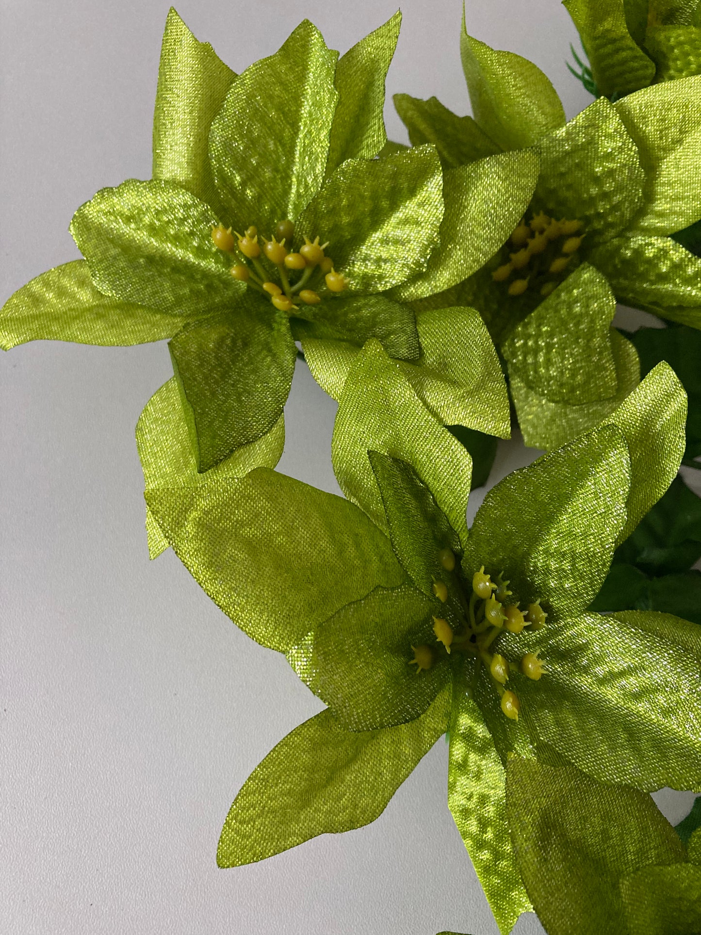 Green Metallic Poinsettia Bunch