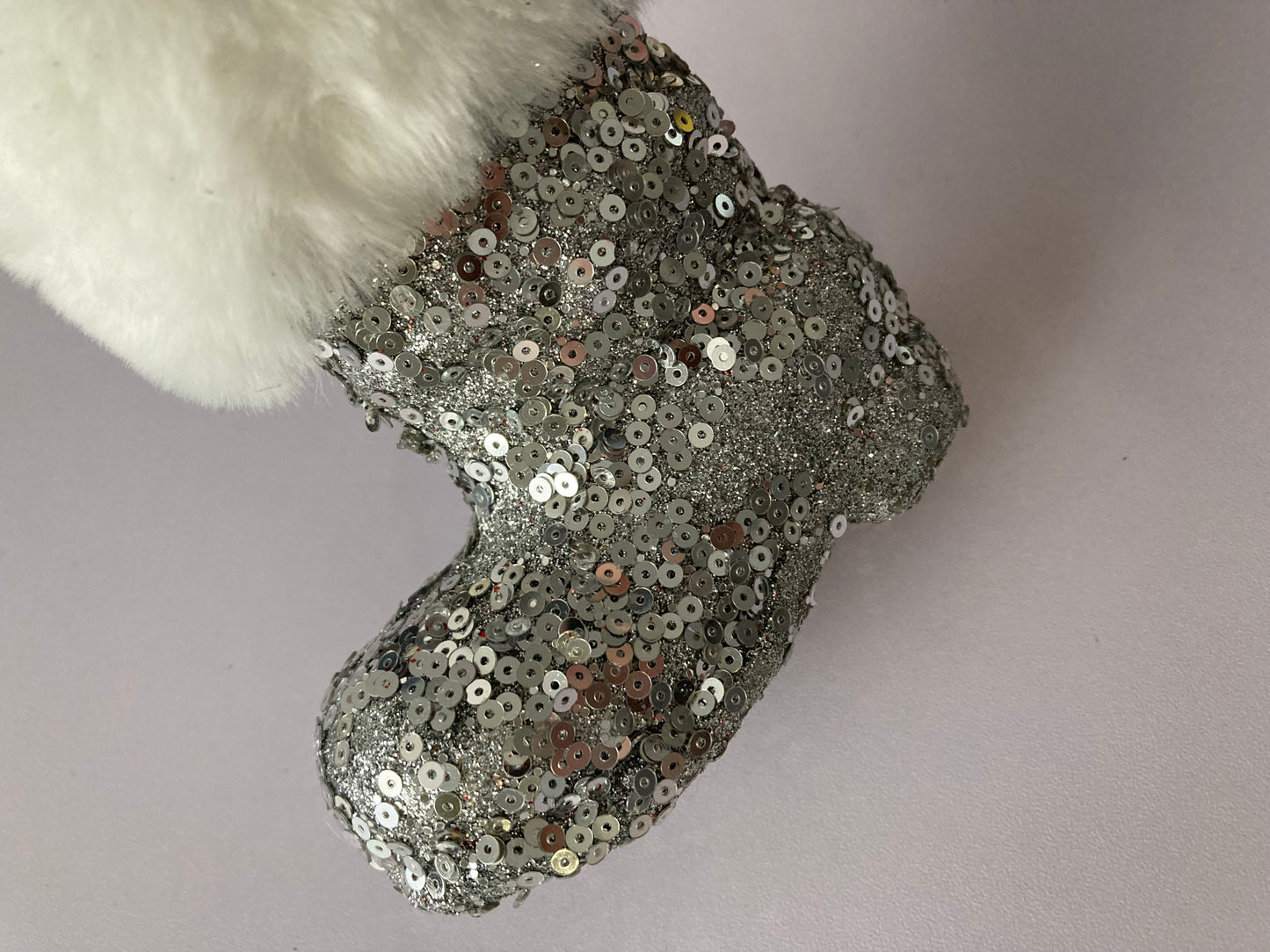 Silver & White Santa Boot Bauble