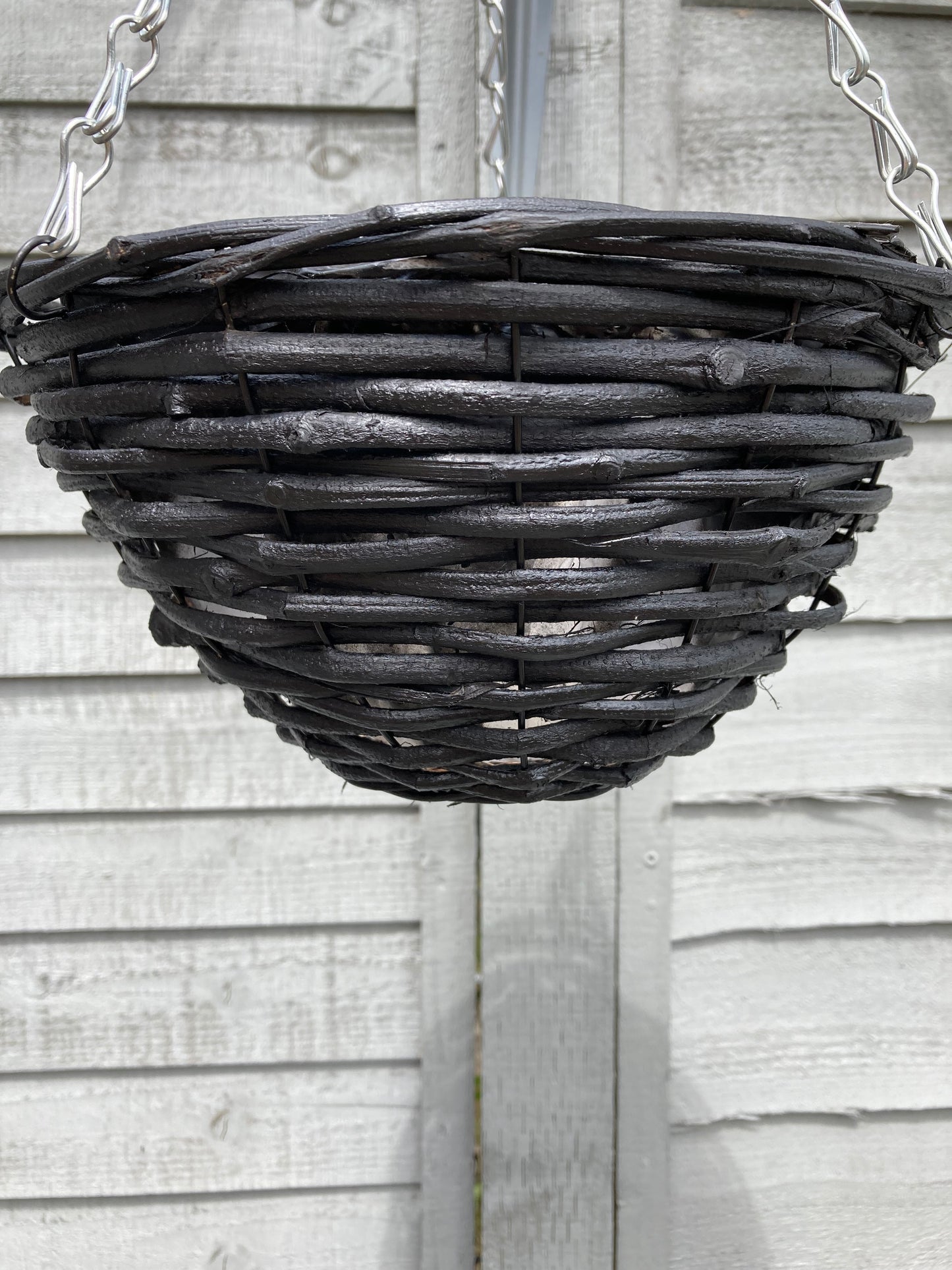 10" Black Rattan Round Hanging Basket