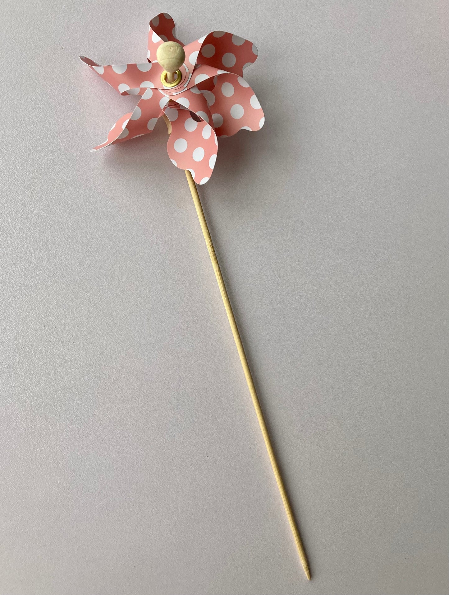 3pk Peach Polka Dot Windmill Picks