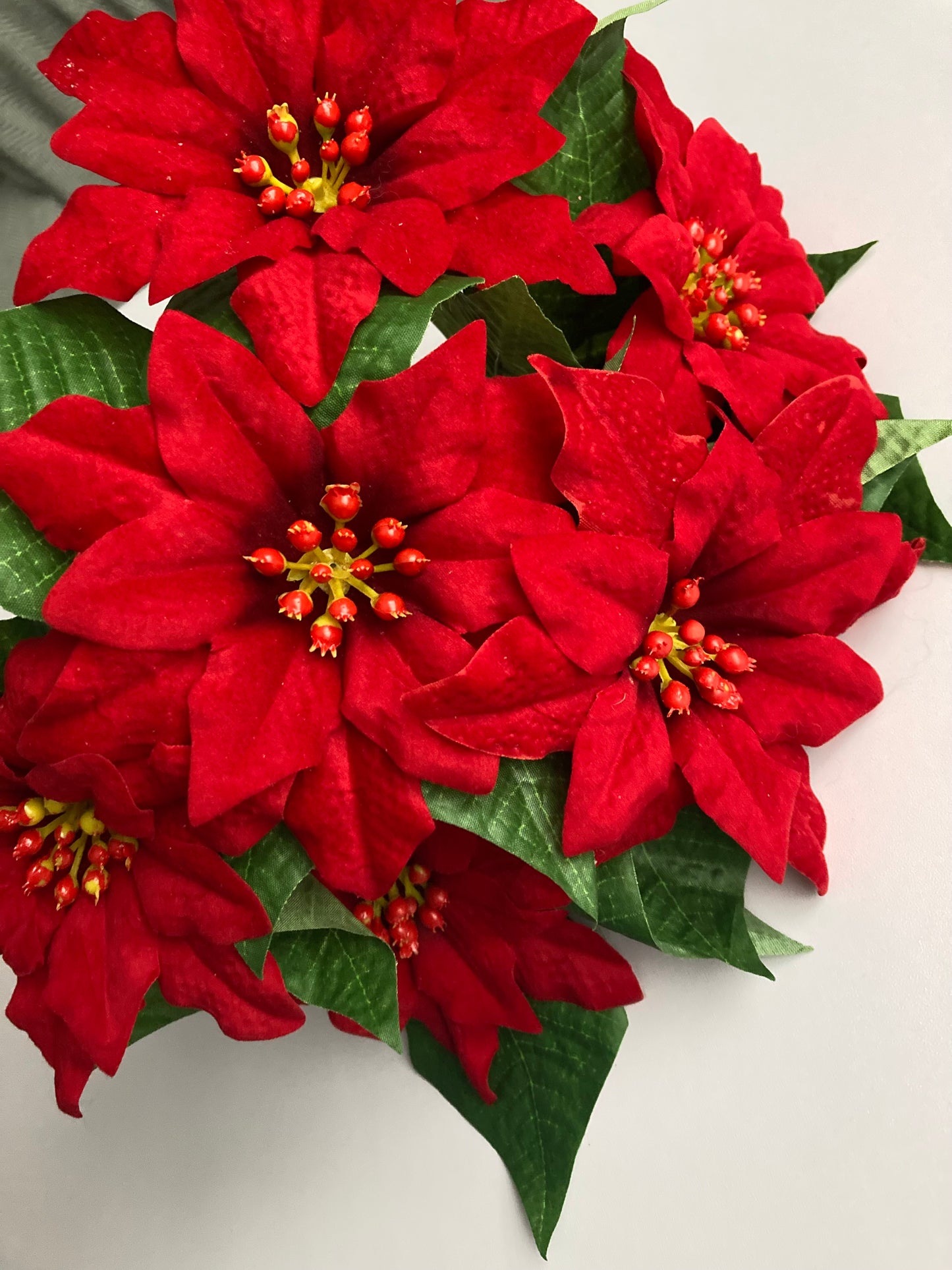 6 Red Poinsettia Soft Touch Bunch
