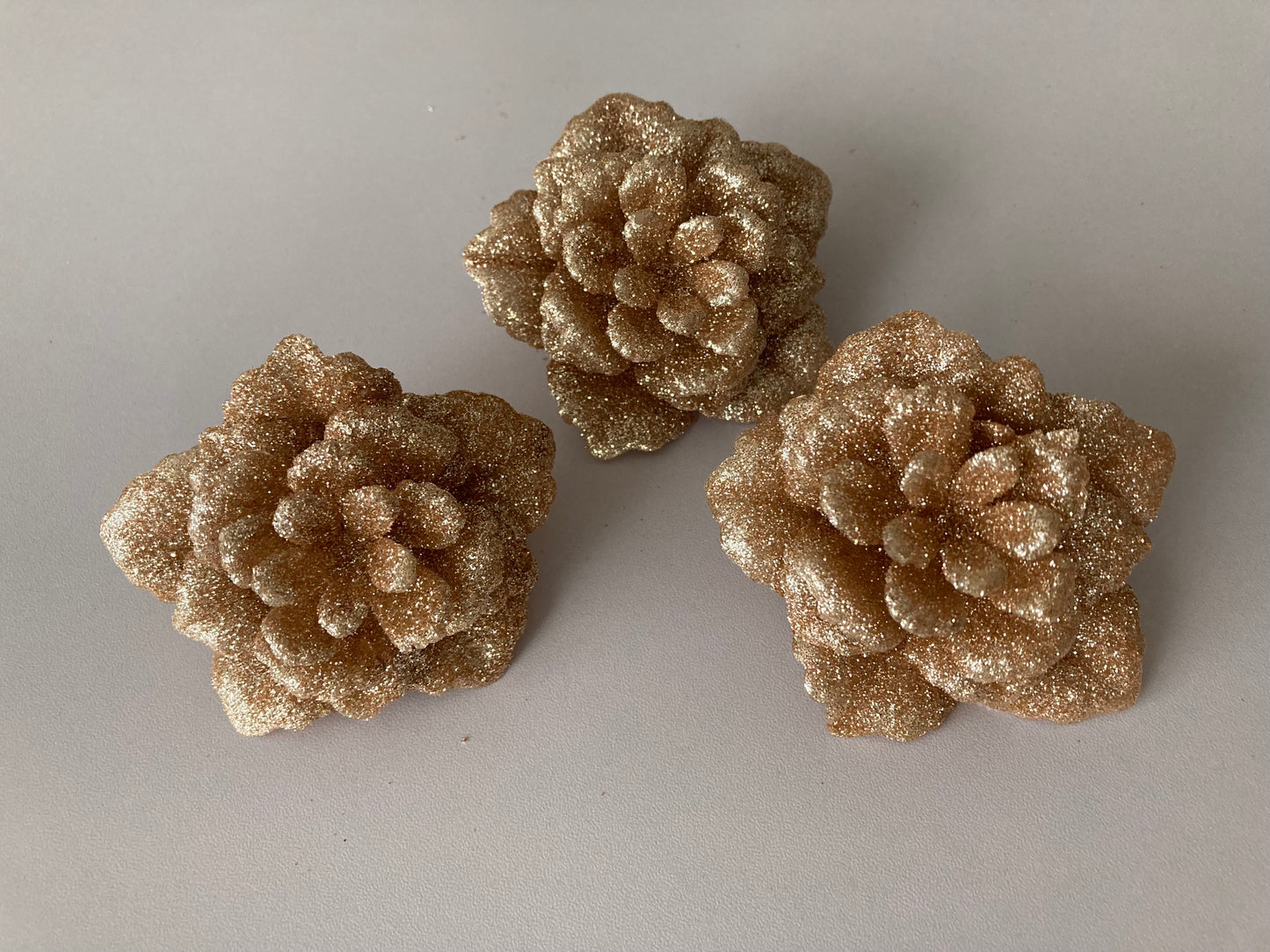 3pk Rose Gold Rose Clips