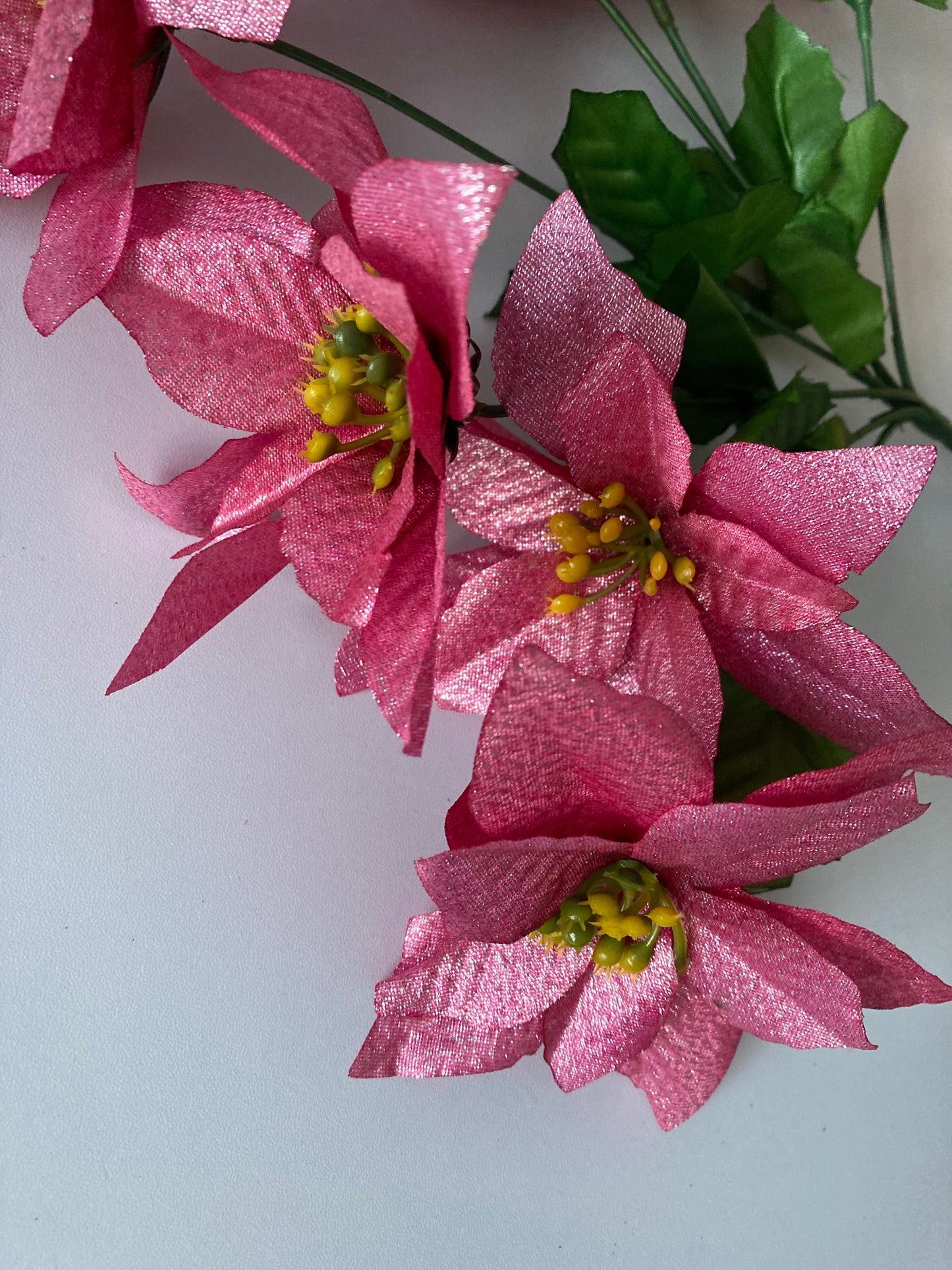 Pink Metallic Poinsettia Bunch