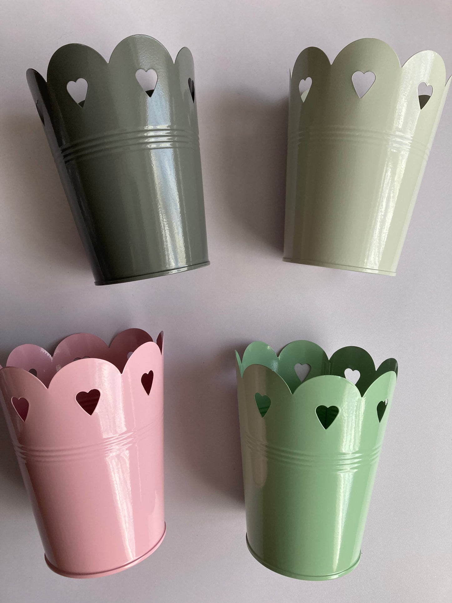 Grey Heart Design Metal Planter