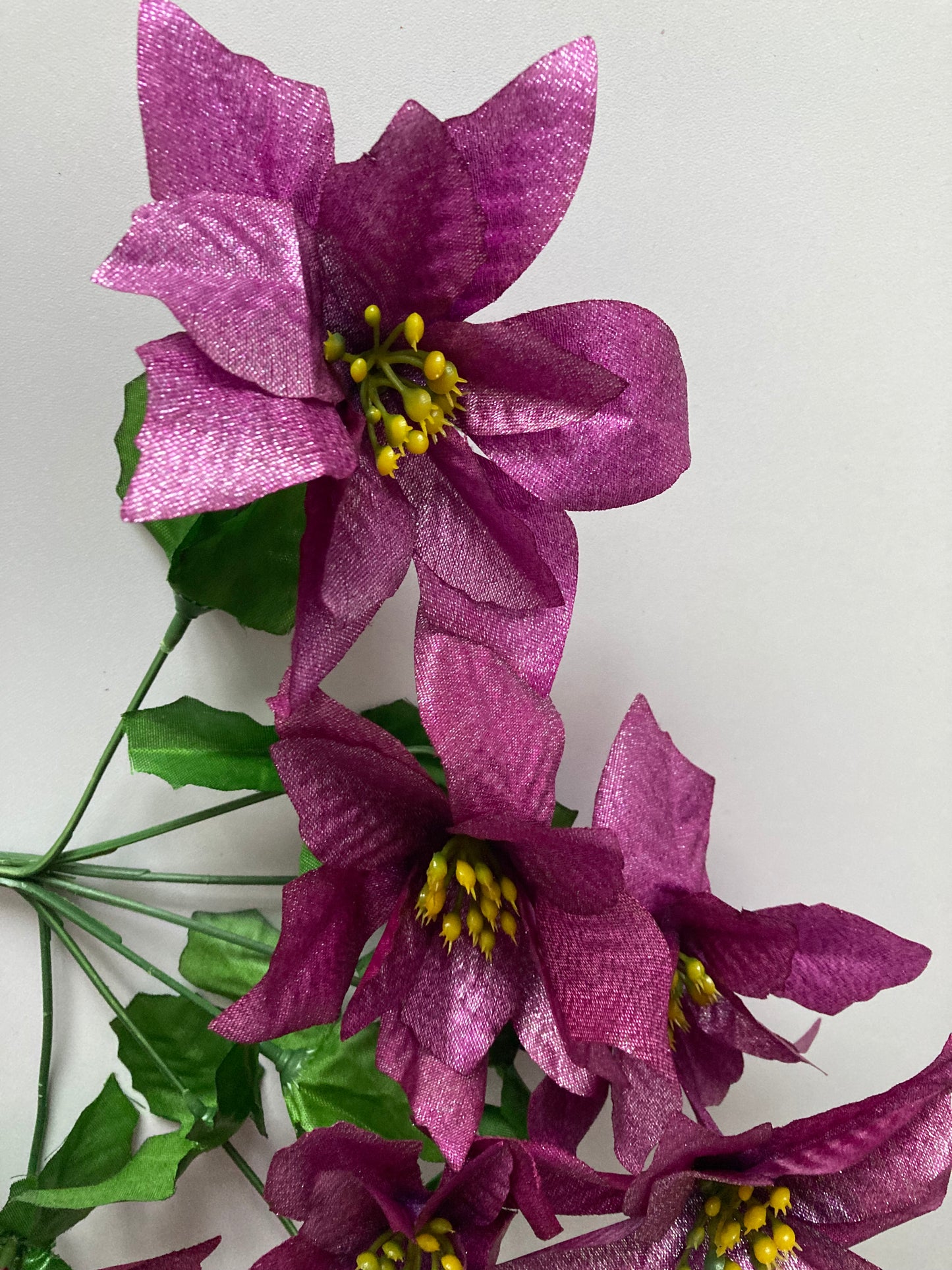 Purple Metallic Poinsettia Bunch
