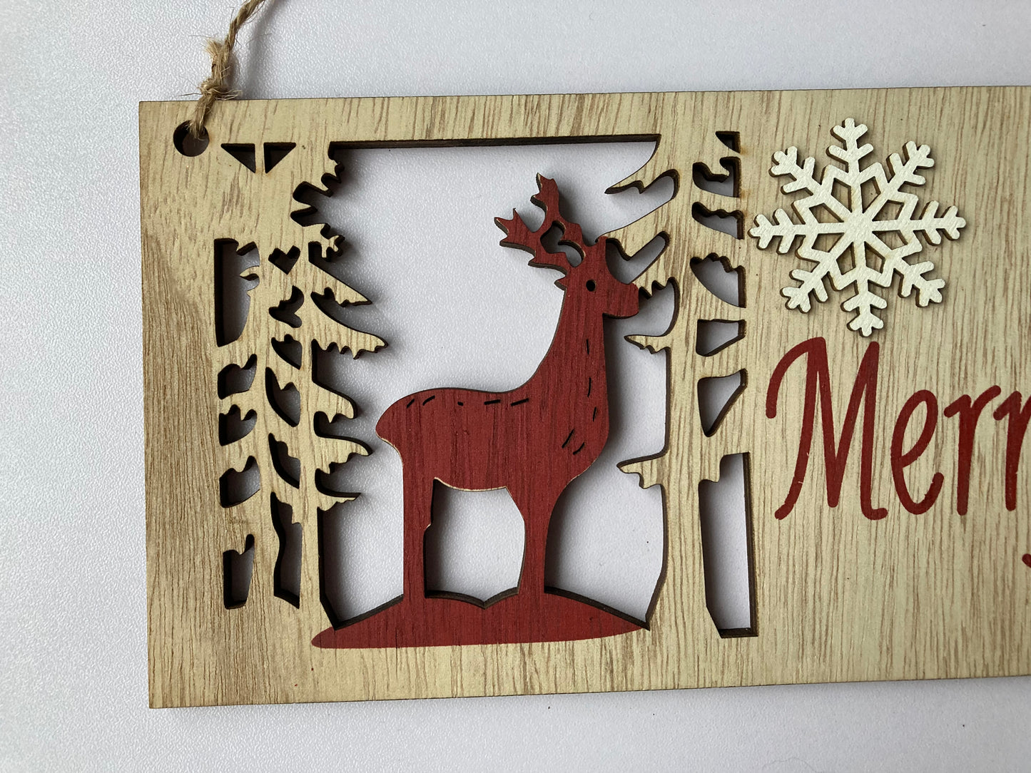 Wooden Christmas Stag Sign