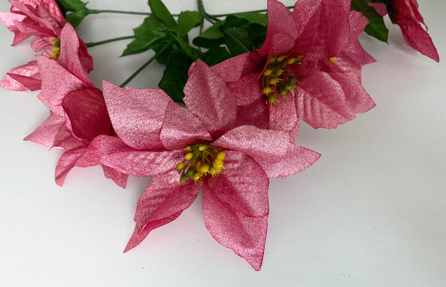 Pink Metallic Poinsettia Bunch