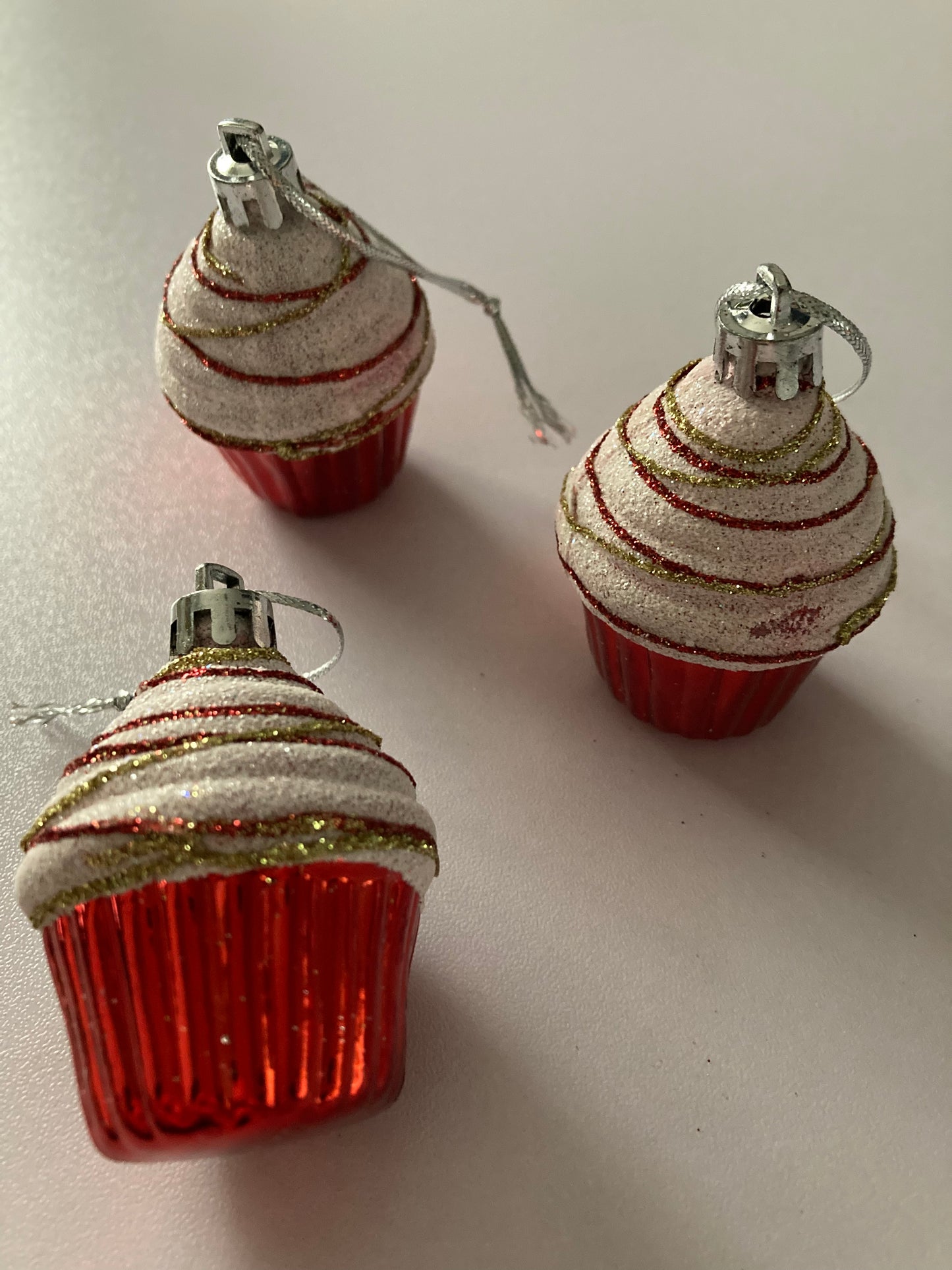 3 Red Cupcake Tree Decor