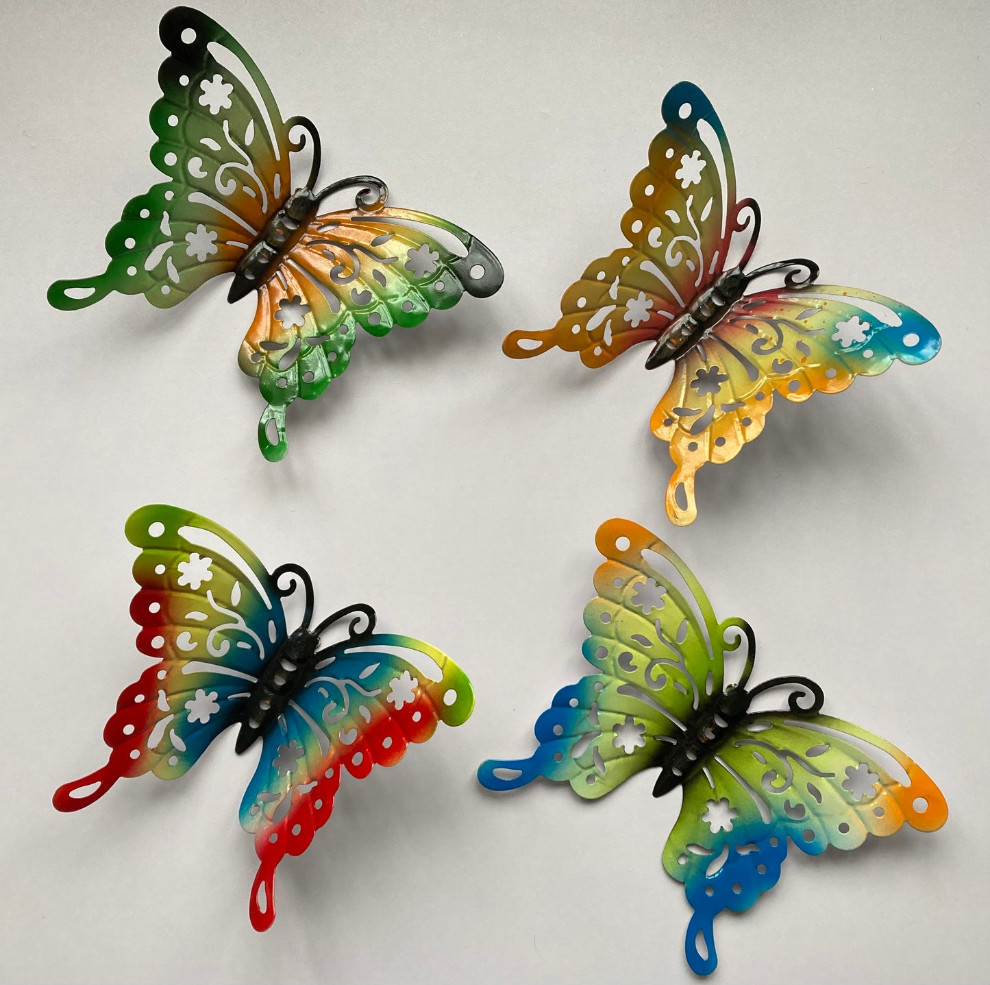 Green & Orange Metal Butterfly Wall Plaque