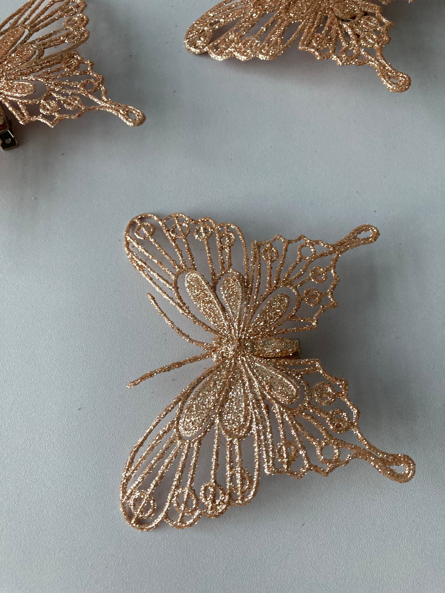 4pk Faux Rose Gold Butterfly Clip Backed