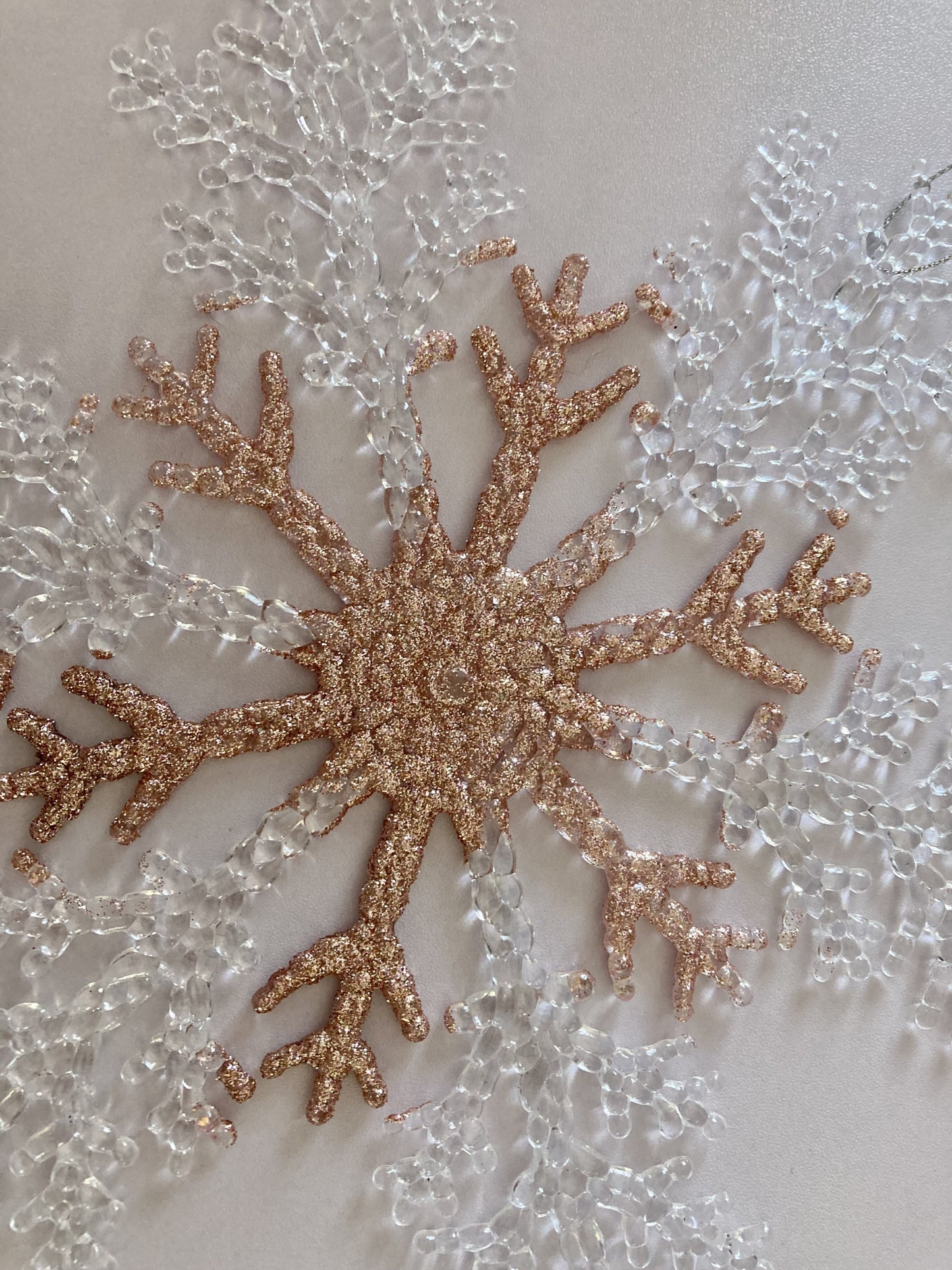 22cm Acrylic Rose Gold Snowflake Hanging Decoration