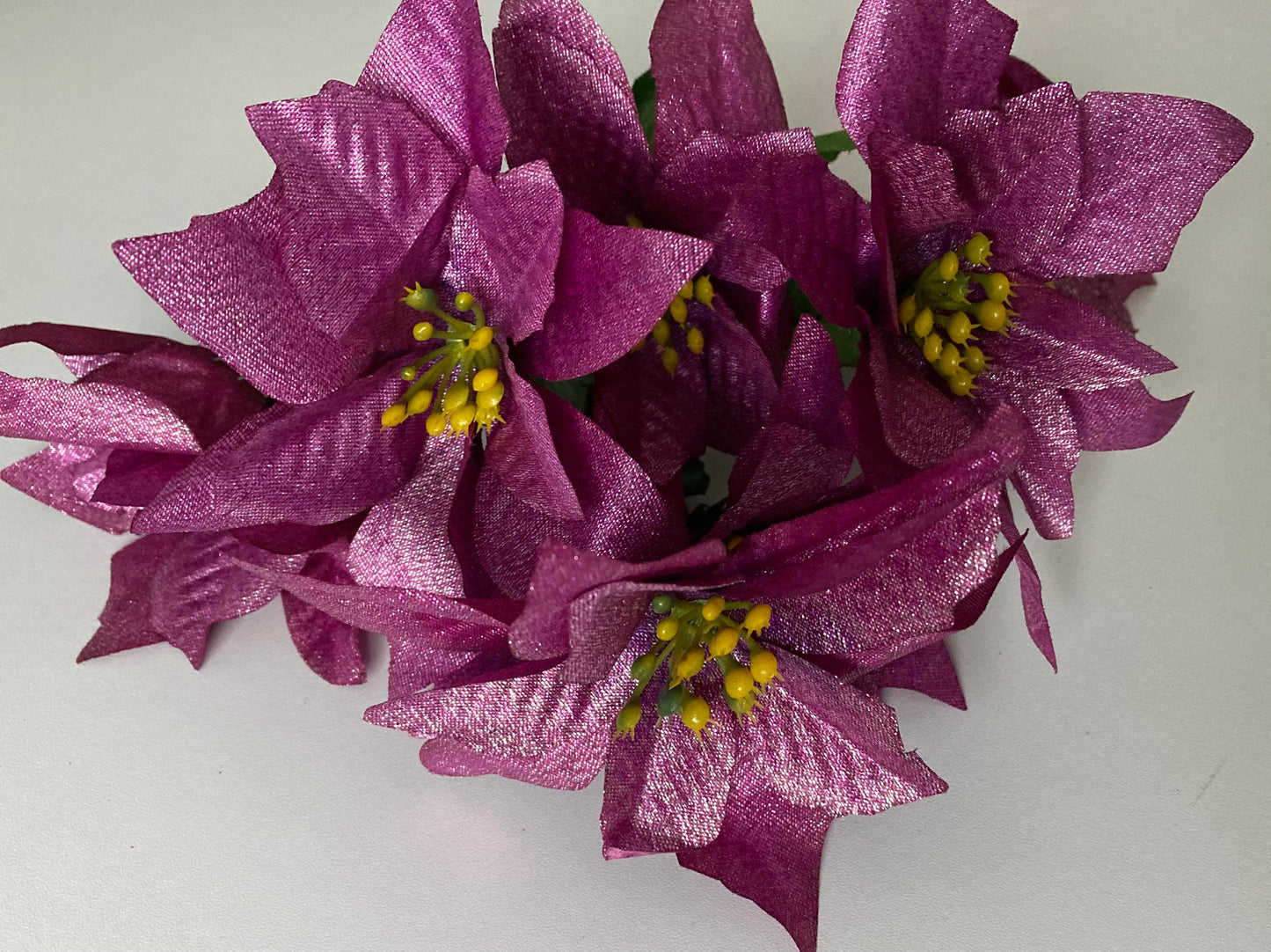 Purple Metallic Poinsettia Bunch