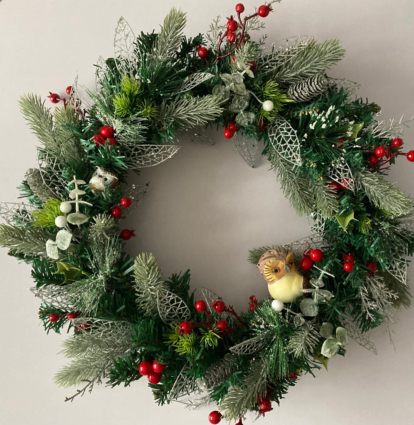 45cm Owl Winter Woodland Wreath