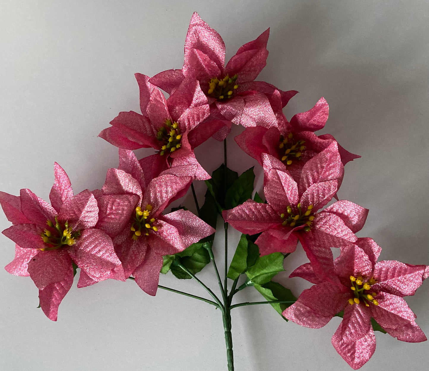 Pink Metallic Poinsettia Bunch