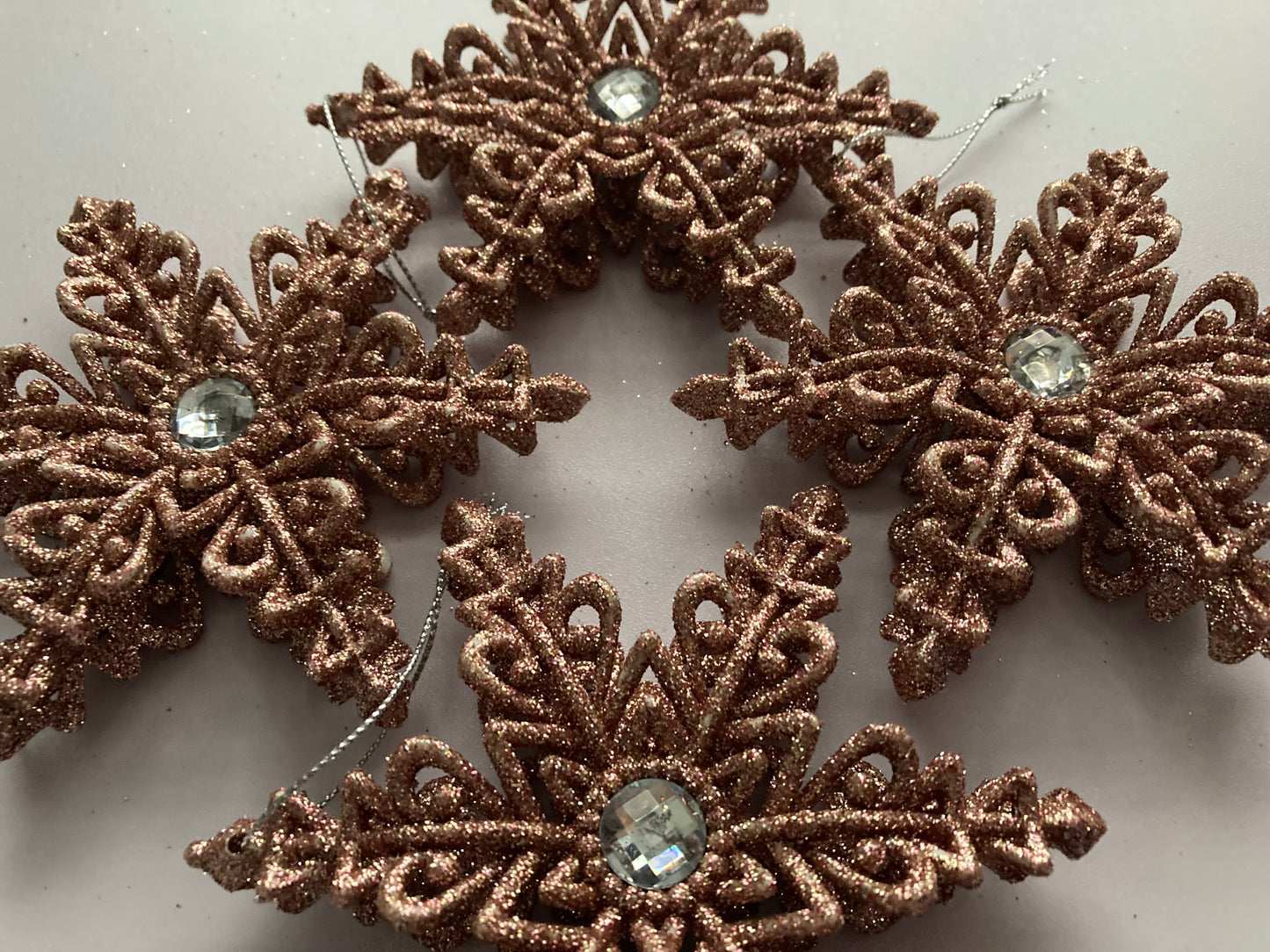 4pk Star Rose Gold Christmas Bauble Decor