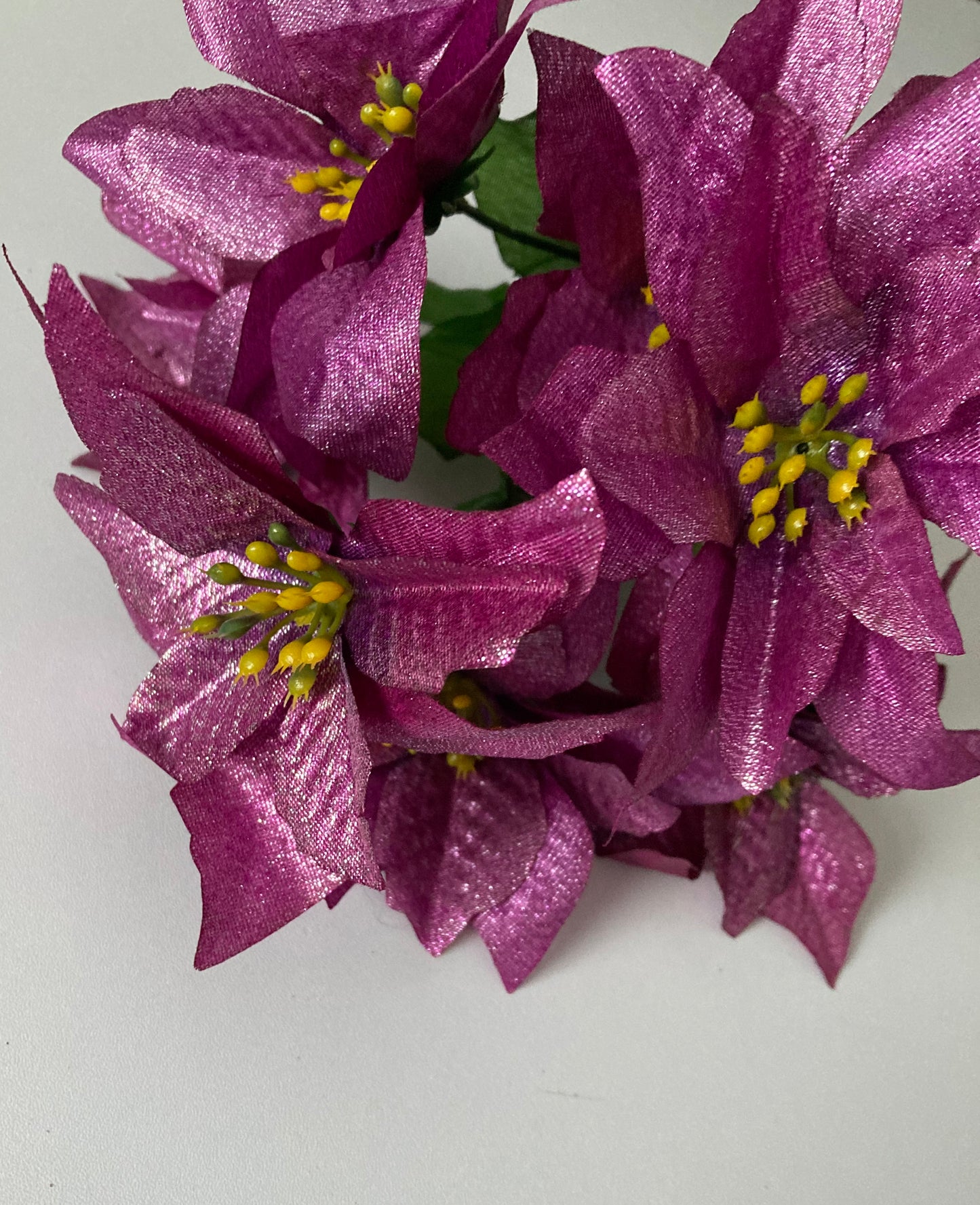 Purple Metallic Poinsettia Bunch