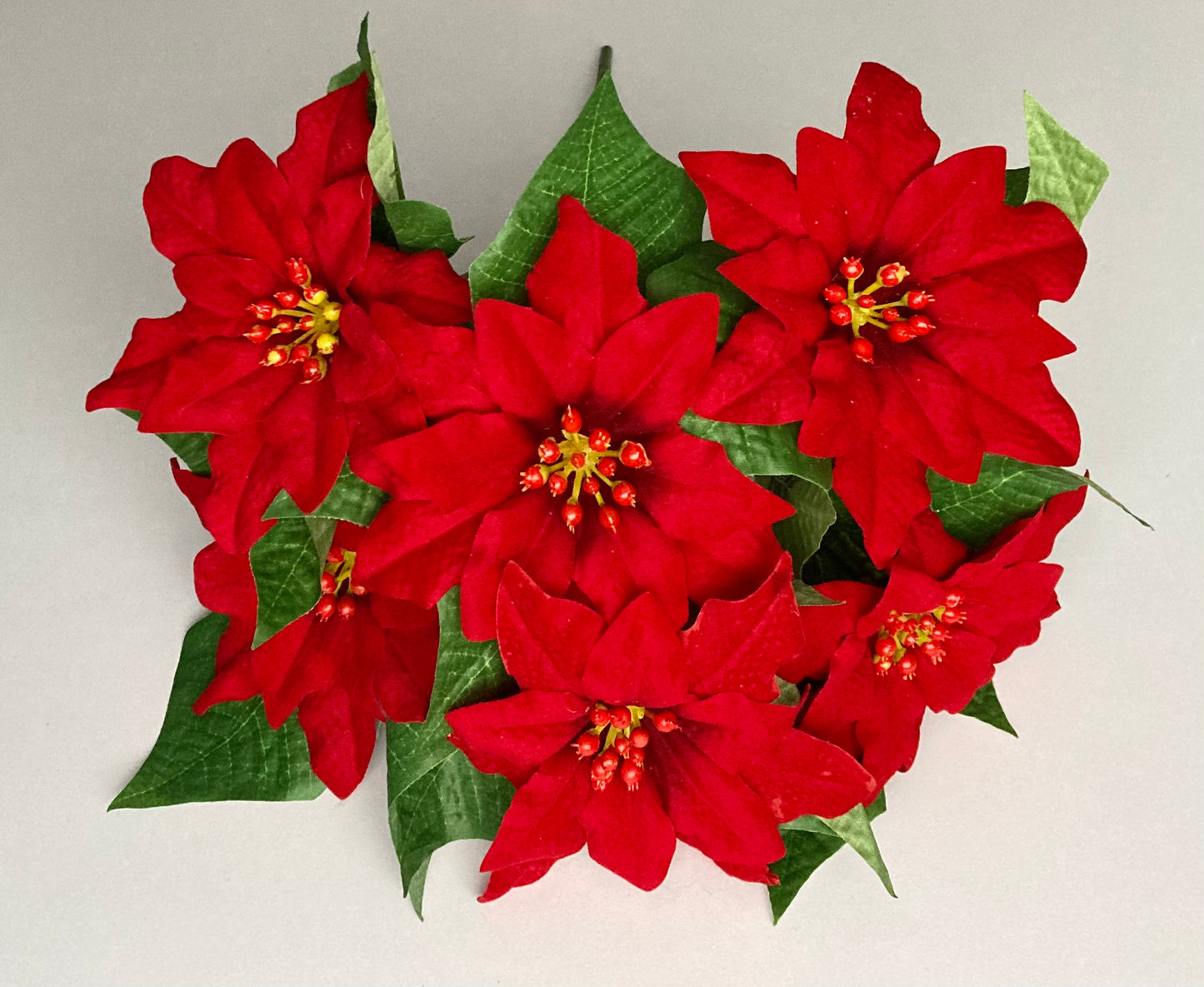 6 Red Poinsettia Soft Touch Bunch