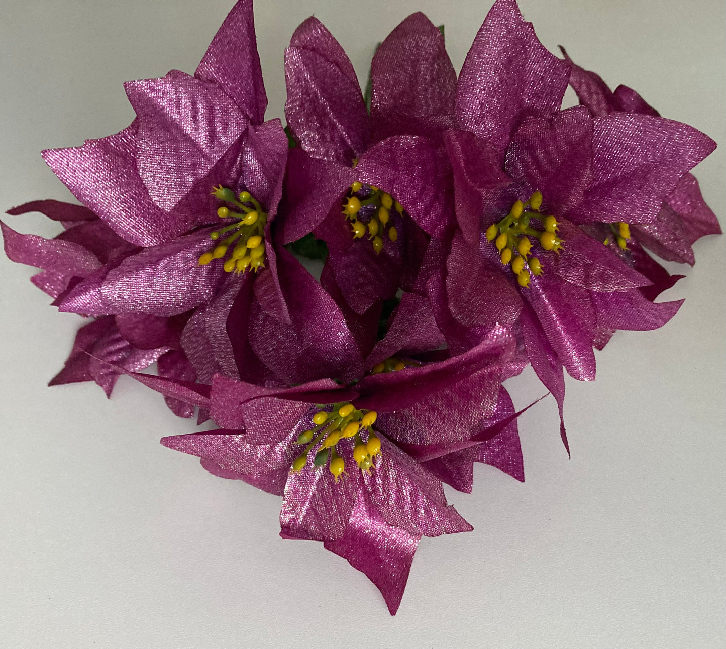 Purple Metallic Poinsettia Bunch