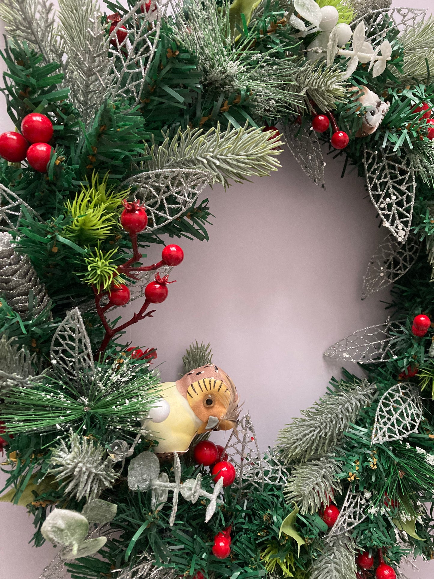 45cm Owl Winter Woodland Wreath