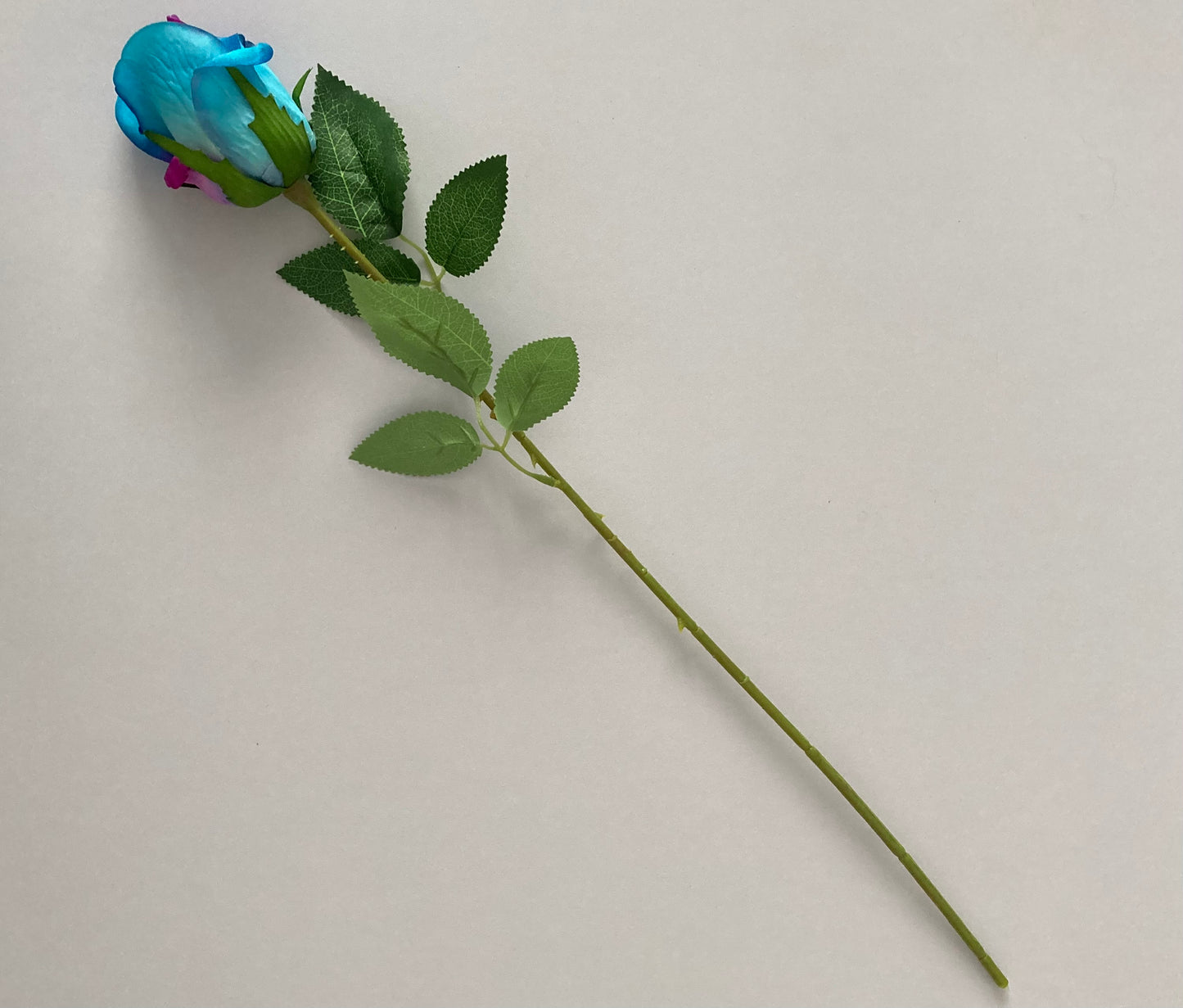 55cm Velvet Blue & Pink Rosebud