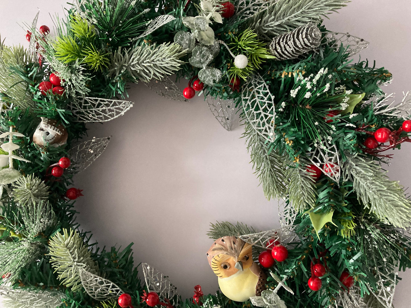 45cm Owl Winter Woodland Wreath