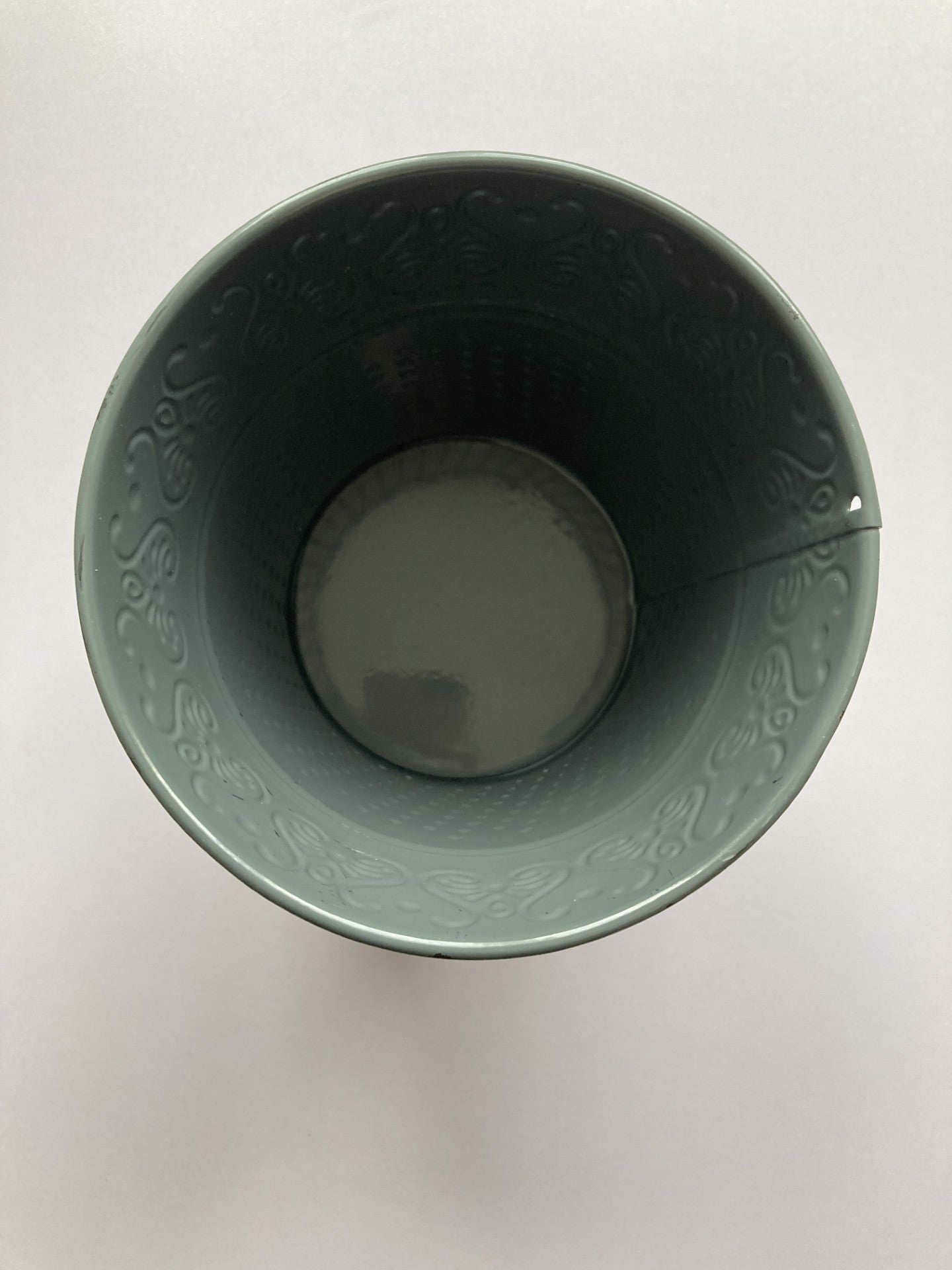 Dark Grey Distressed Rustic Designed Metal Plant Pot