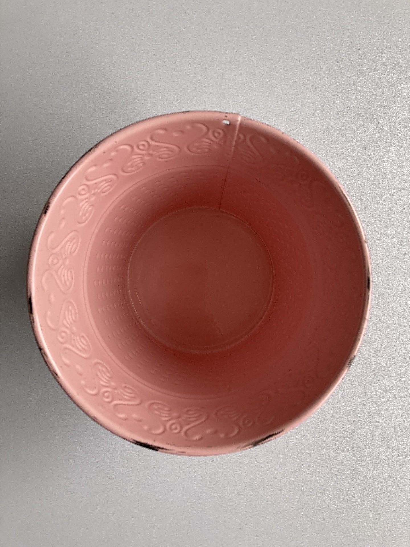 Pink Rustic Flower Metal Plant Pot