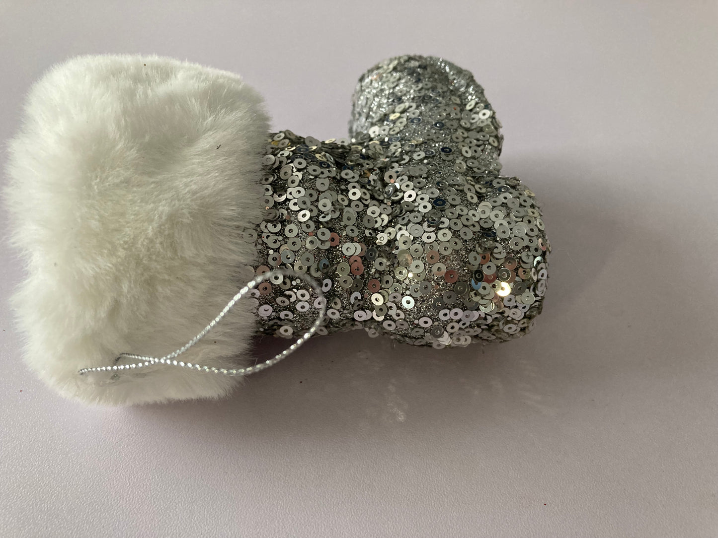 Silver & White Santa Boot Bauble