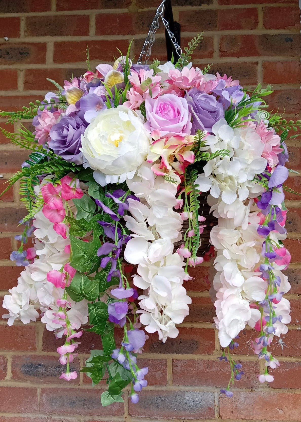 Deluxe Mixed Artificial Floral Hanging Basket