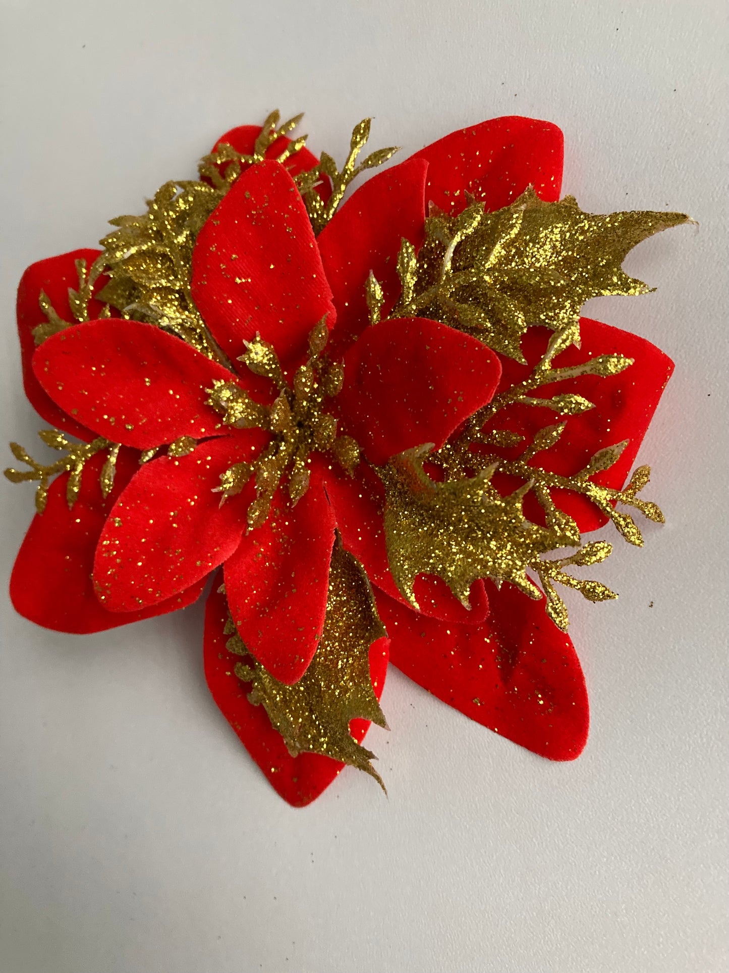 6pk Red & Gold Poinsettia Heads