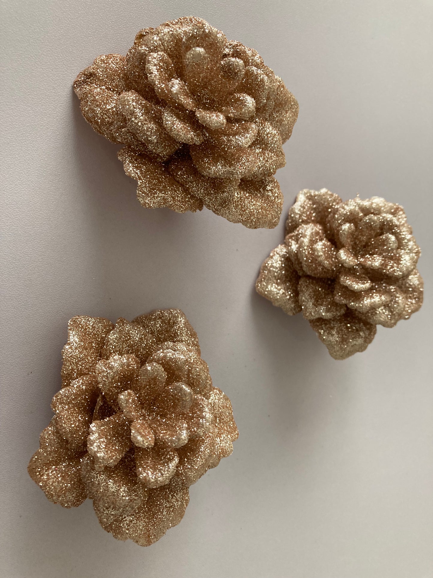 3pk Rose Gold Rose Clips
