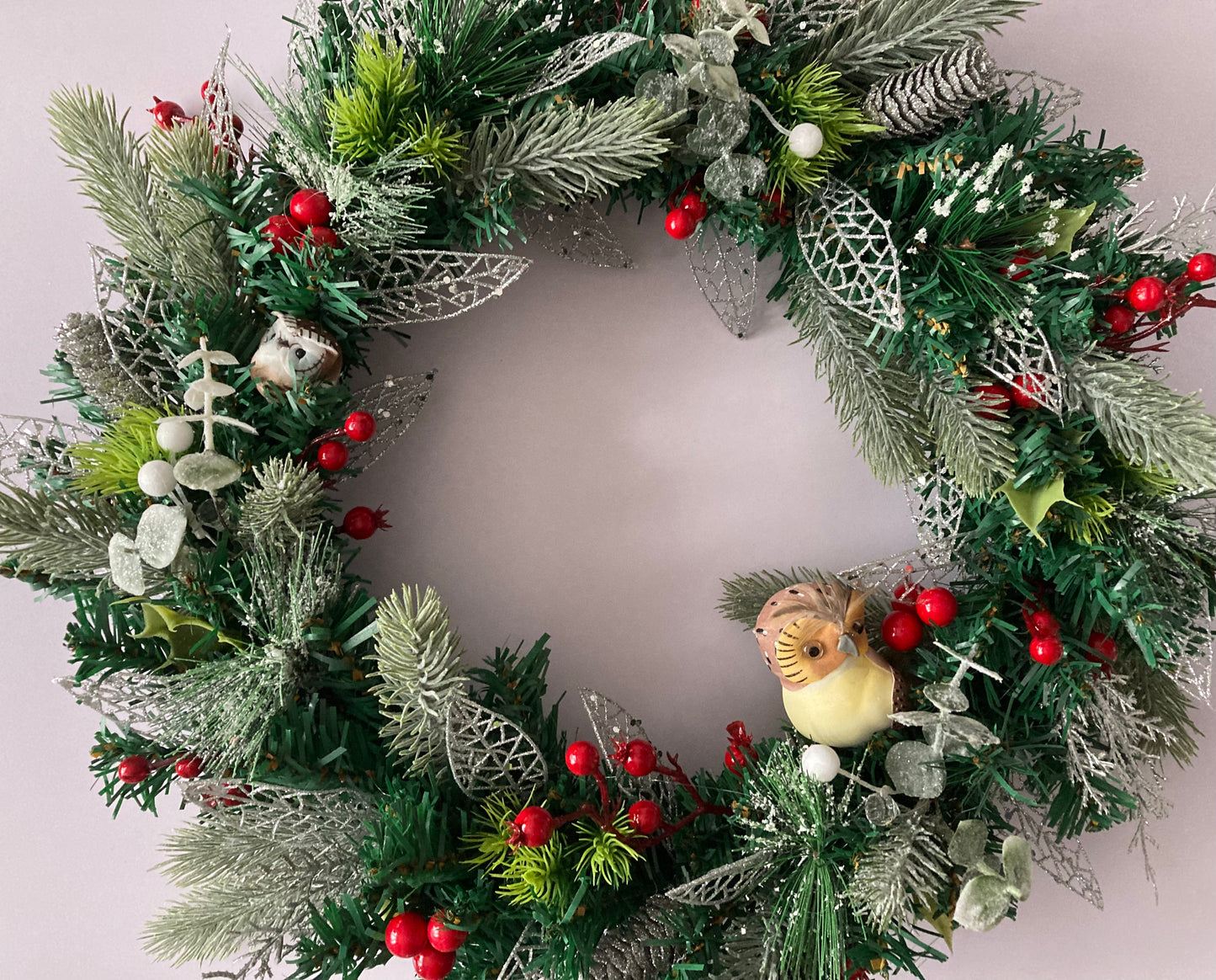45cm Owl Winter Woodland Wreath