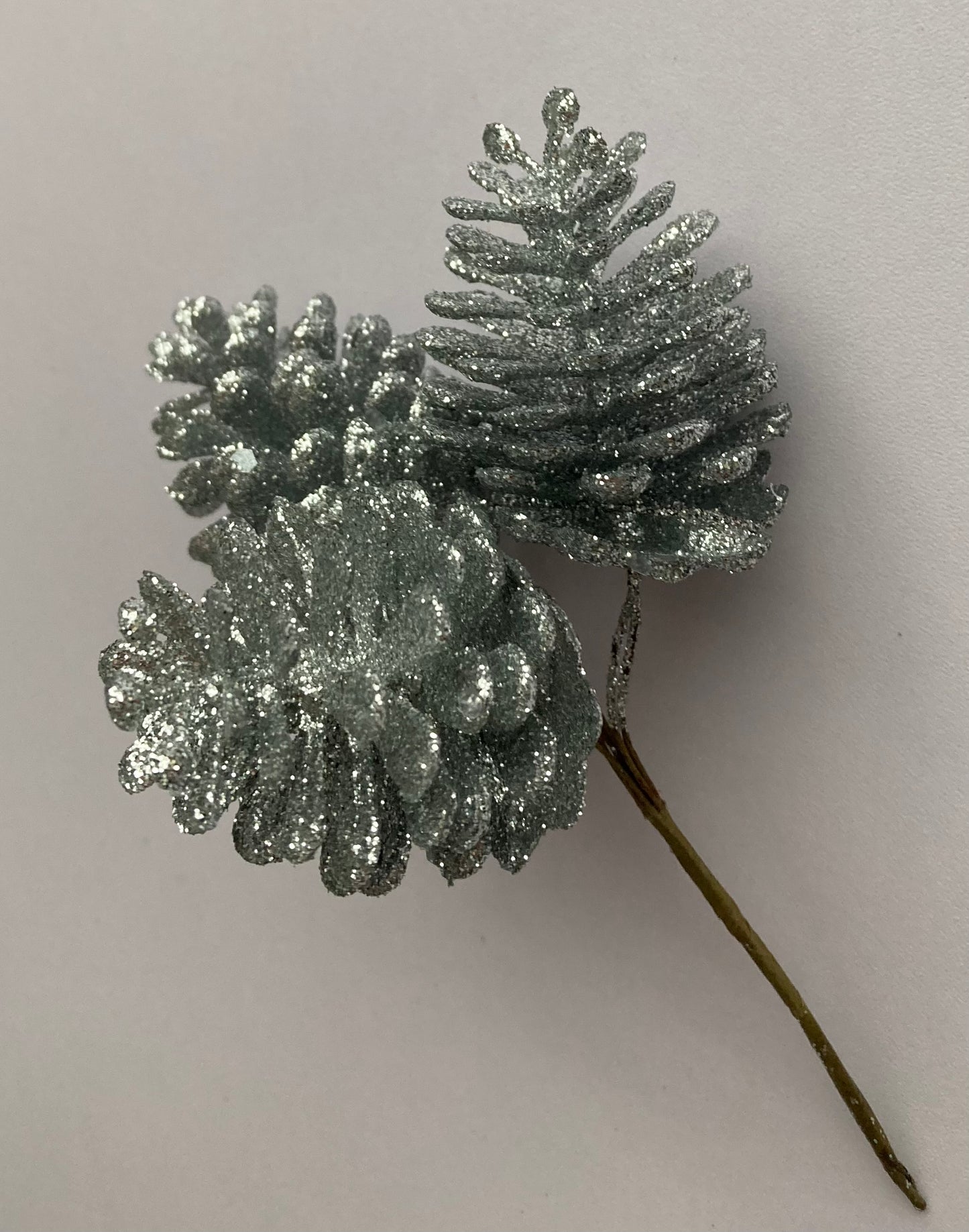 3pc Silver Glitter Pinecone Bunch
