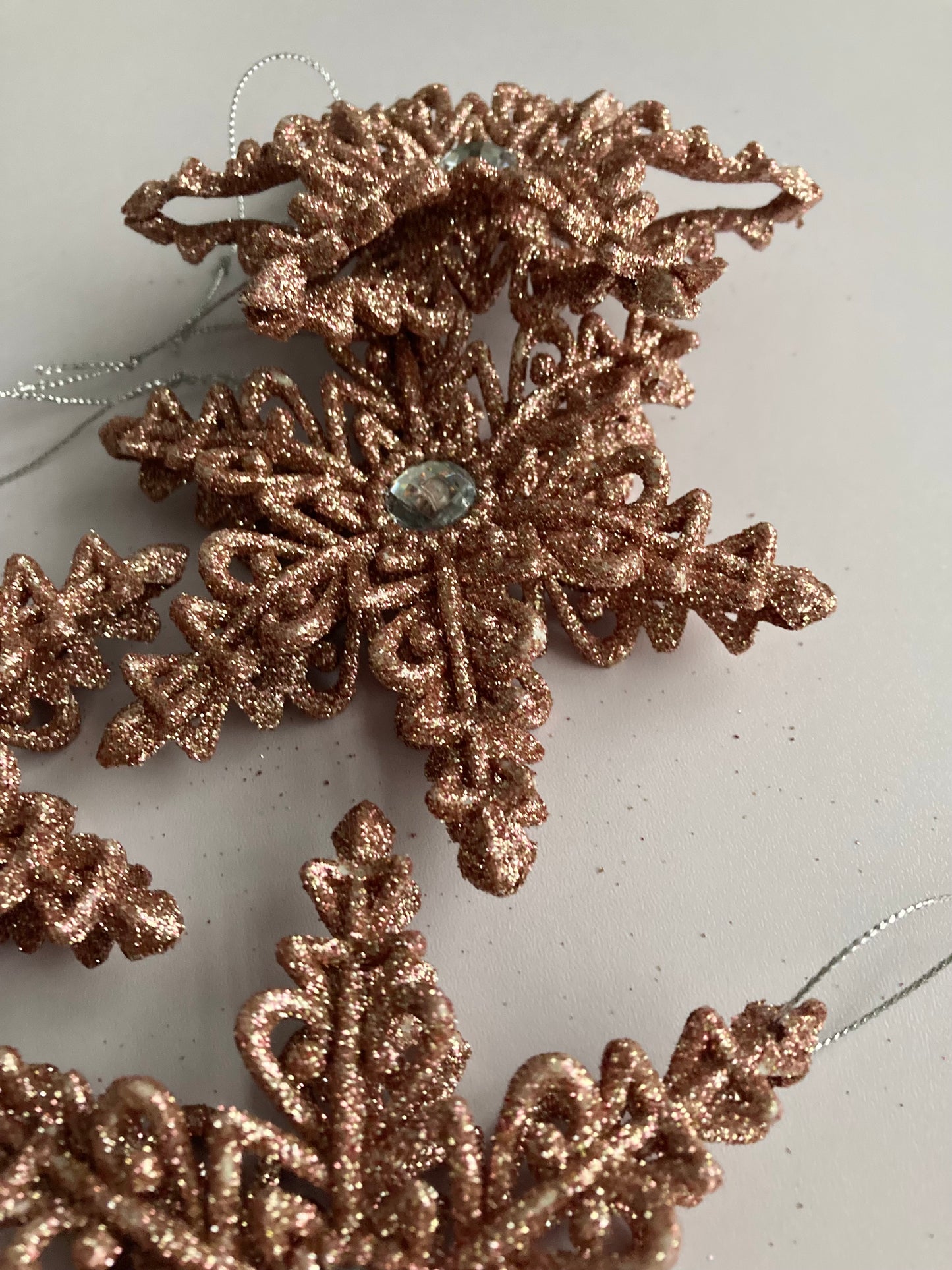 4pk Star Rose Gold Christmas Bauble Decor