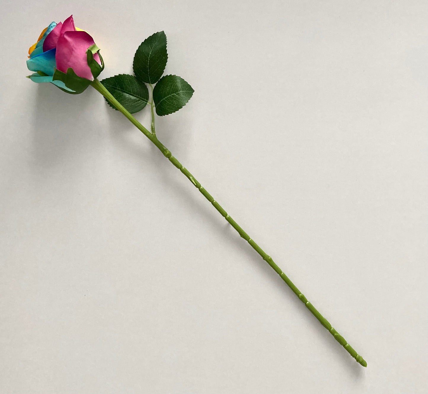 50cm Rainbow Rosebud Single Stem