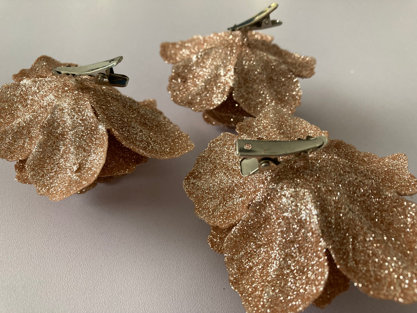 3pk Rose Gold Rose Clips