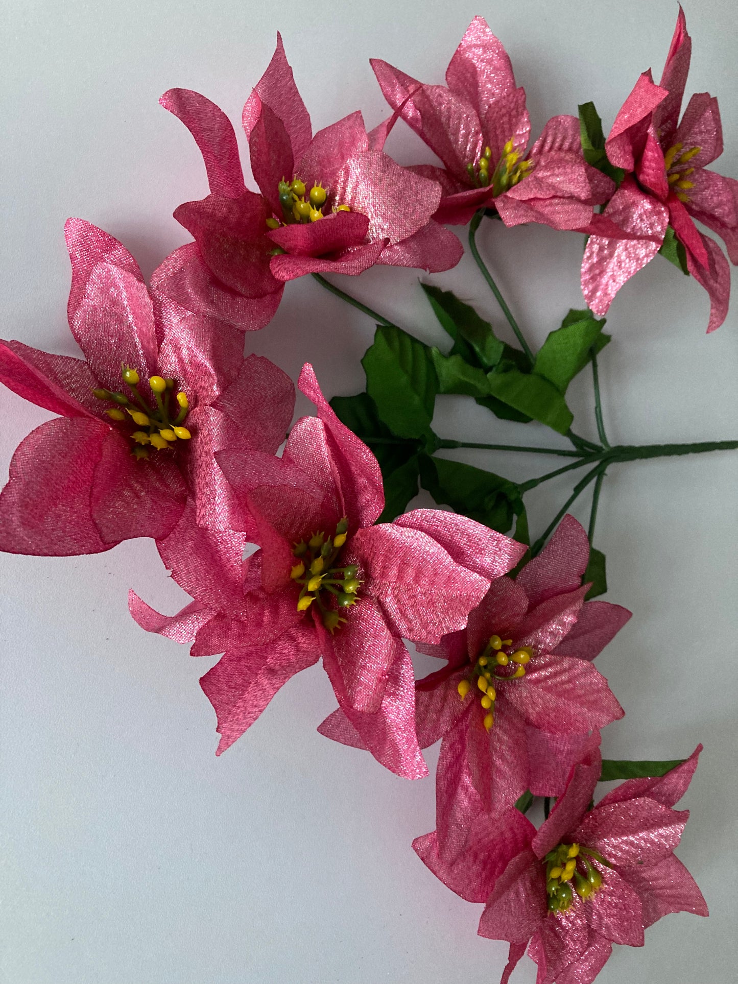 Pink Metallic Poinsettia Bunch