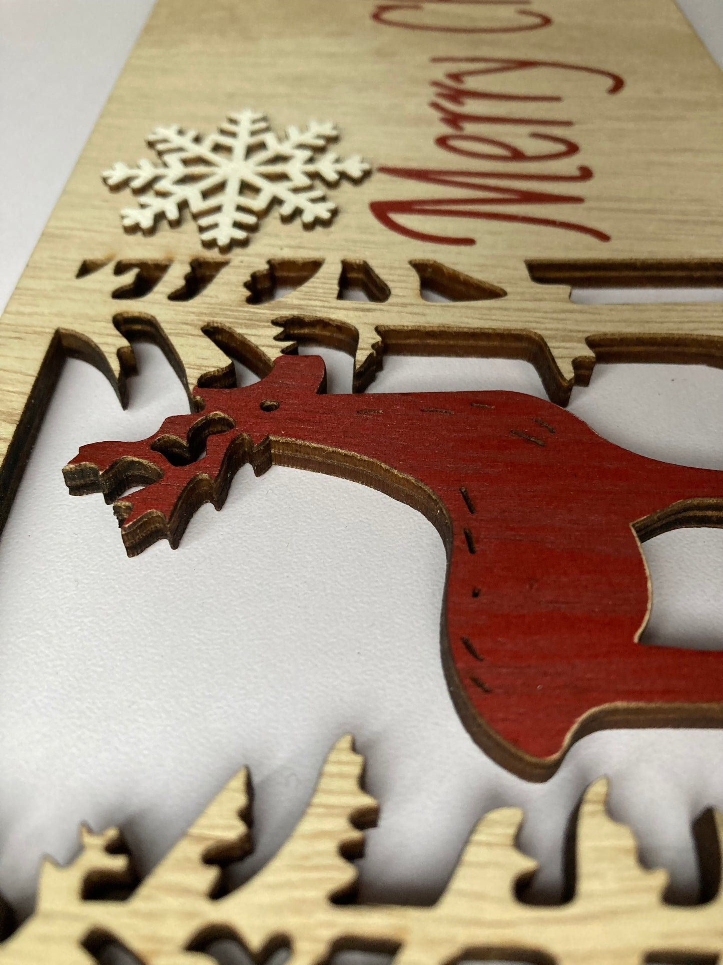 Wooden Christmas Stag Sign