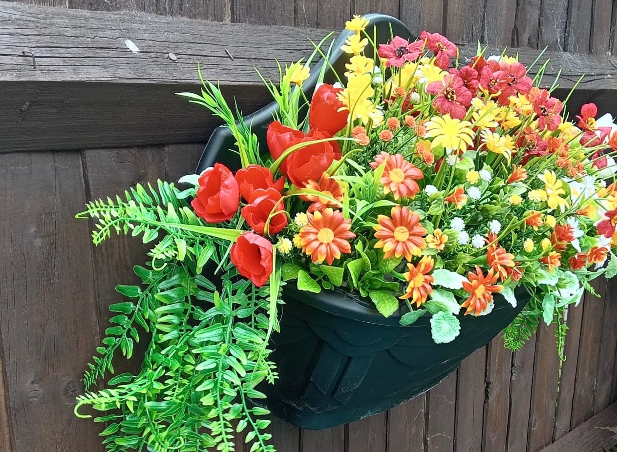 Bright Artificial Floral Planter