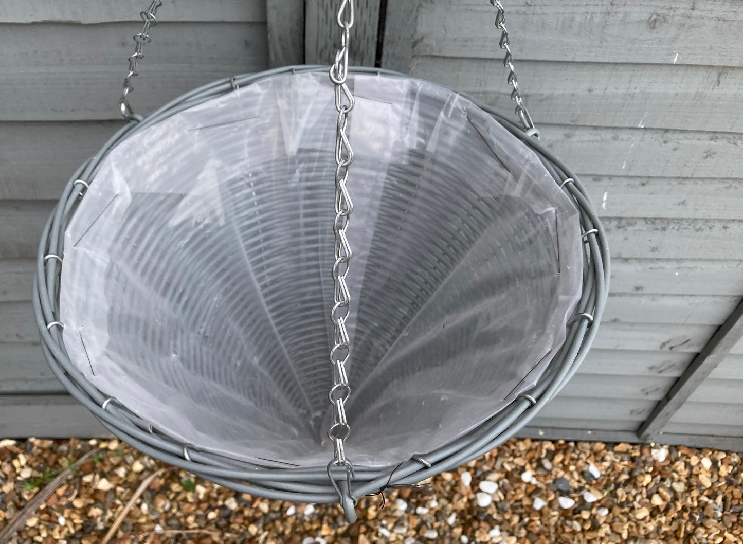 14" Grey Plastic Rattan Hanging Basket