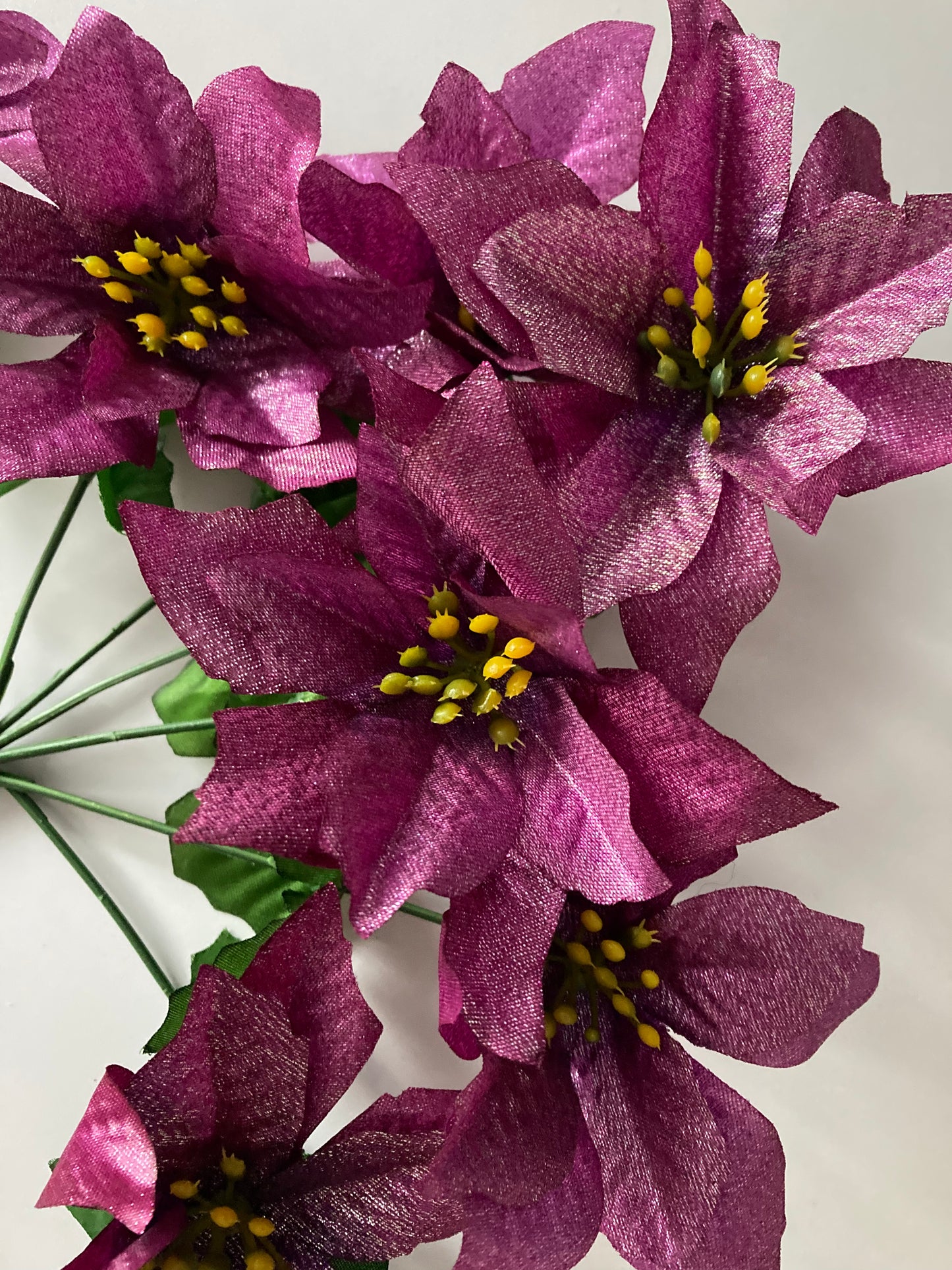 Purple Metallic Poinsettia Bunch
