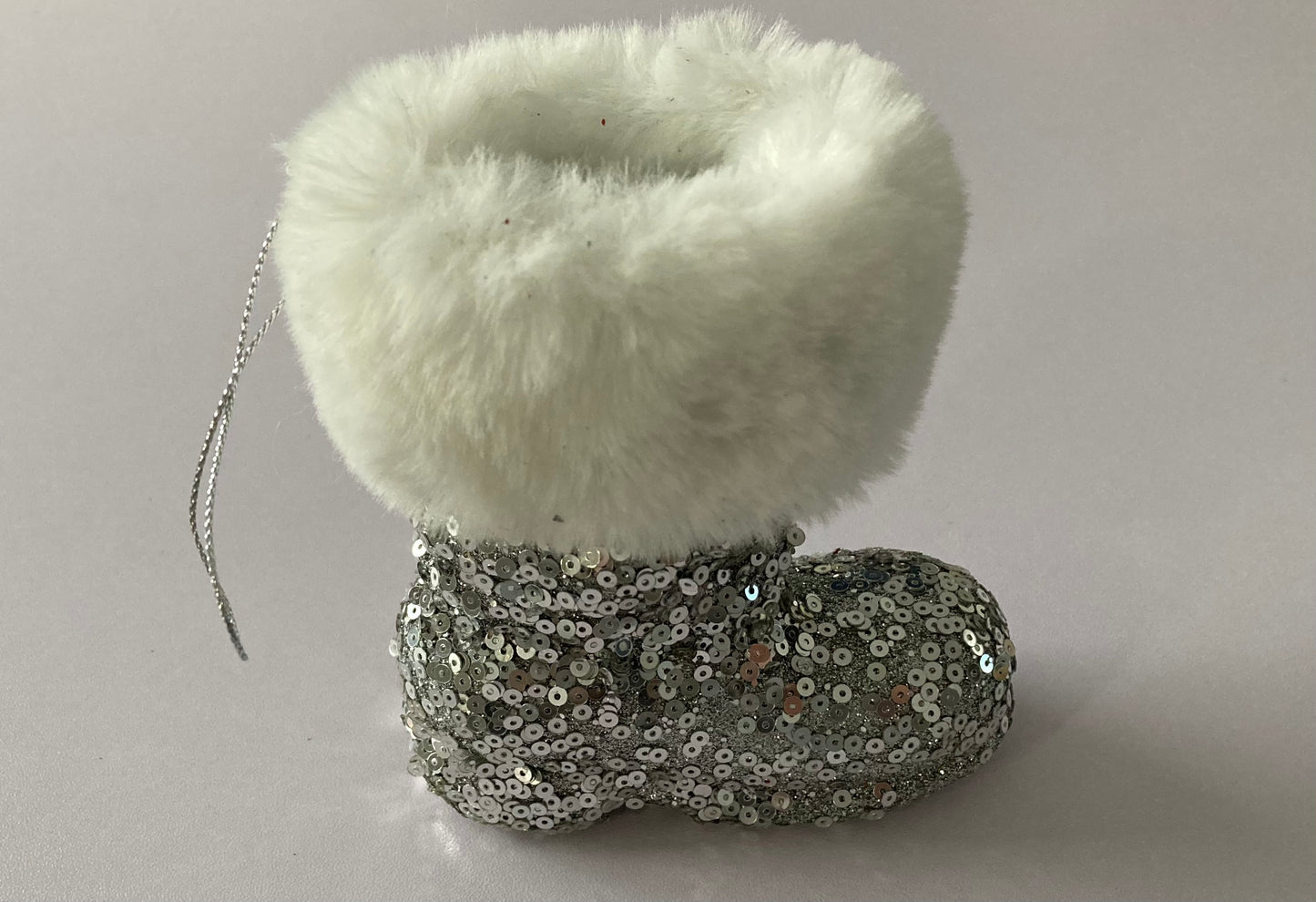 Silver & White Santa Boot Bauble