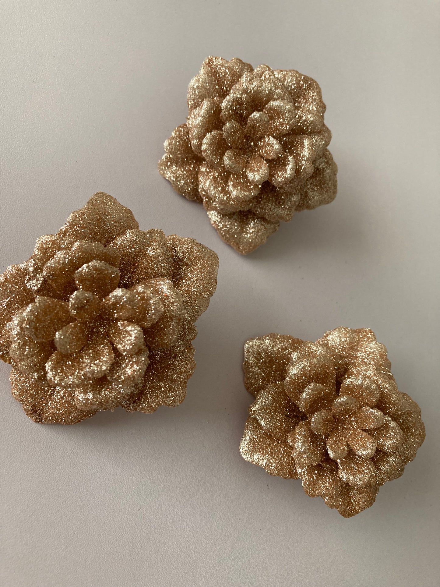 3pk Rose Gold Rose Clips
