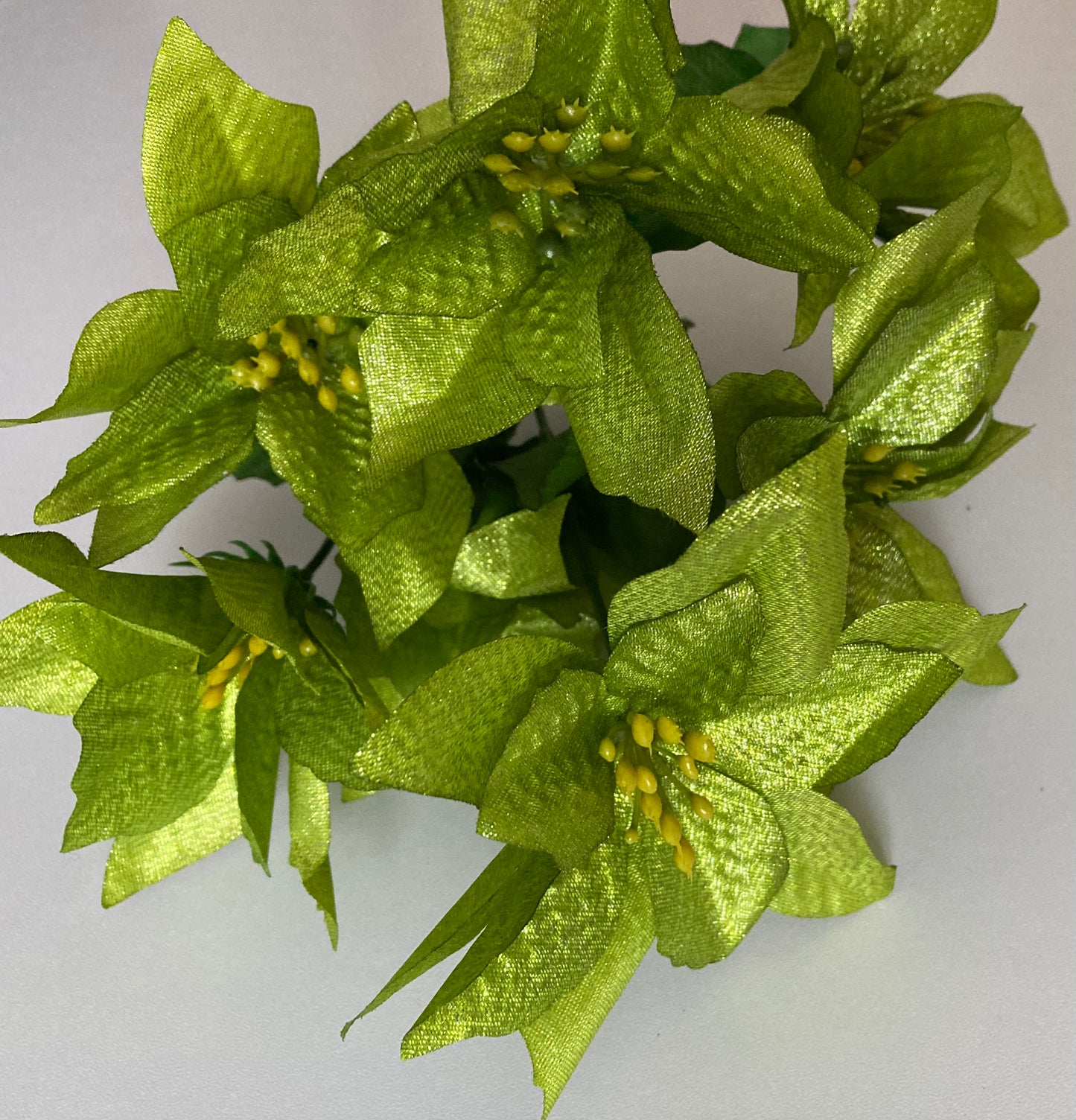 Green Metallic Poinsettia Bunch