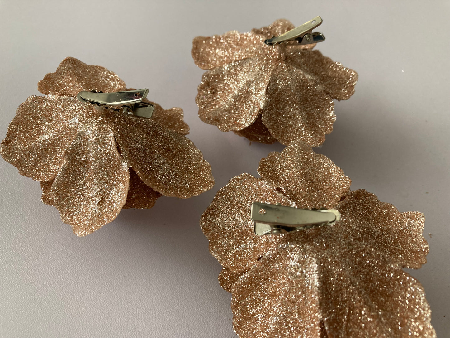 3pk Rose Gold Rose Clips