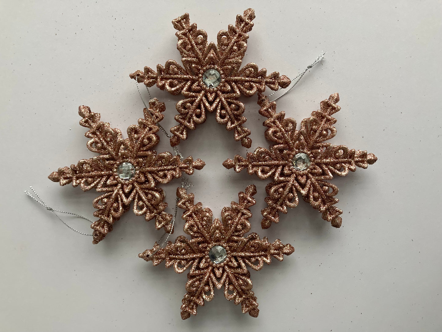 4pk Star Rose Gold Christmas Bauble Decor