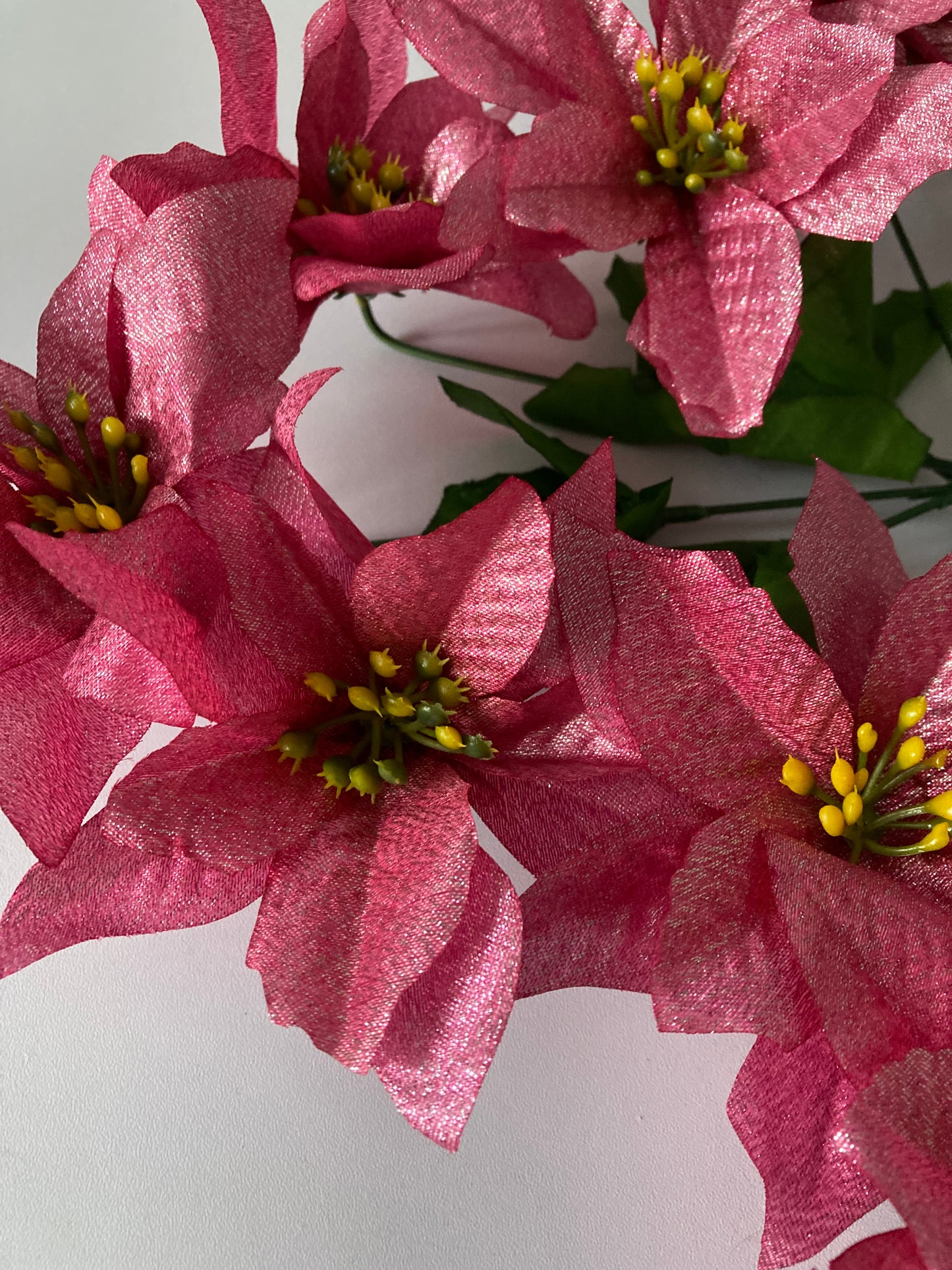 Pink Metallic Poinsettia Bunch